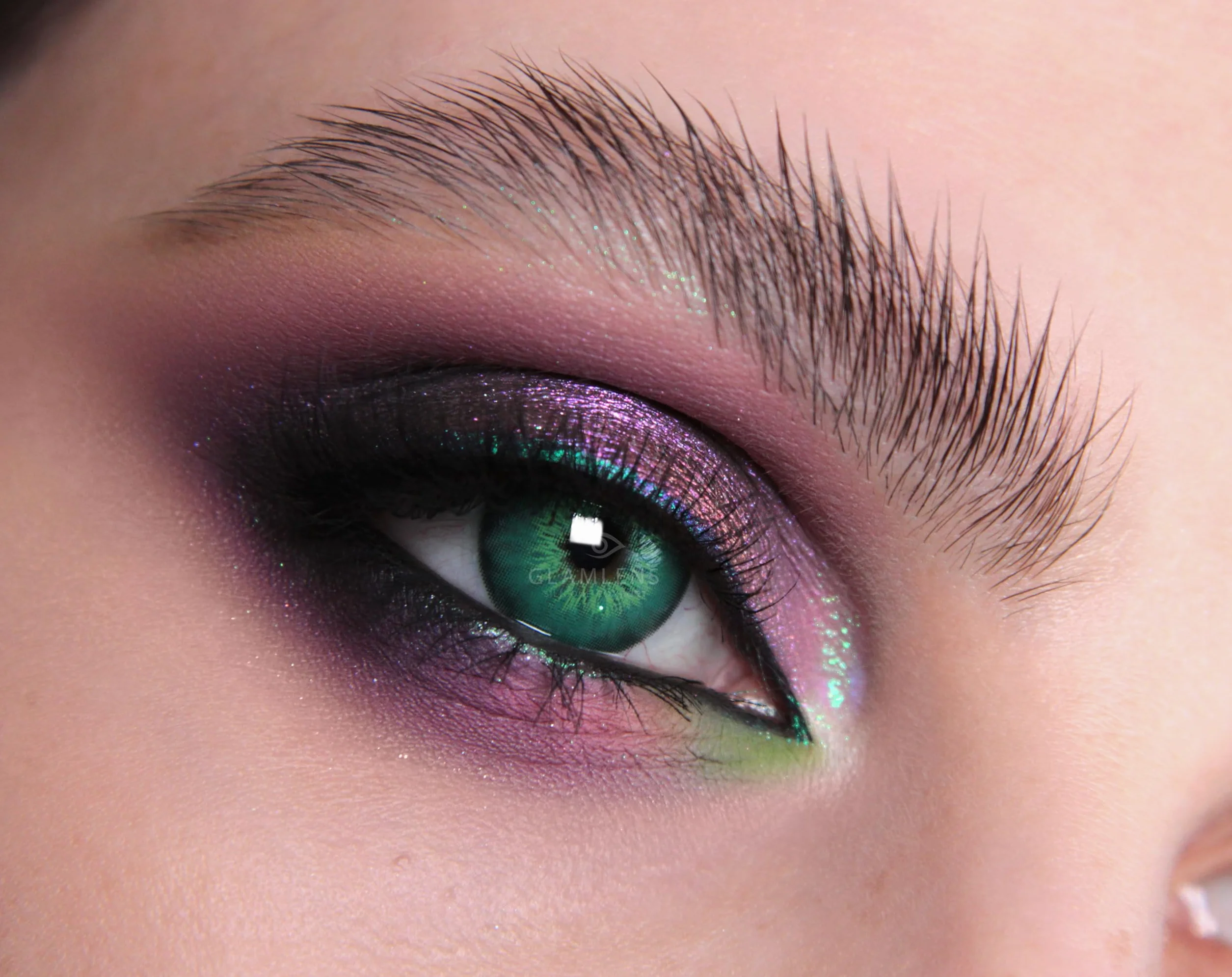 GLAMLENS Lenti a Contatto Colorate Verde Madrid Green - 2 Pezzi - DIA 14,00 - 0.00 Diottrie - Silicone Idrogel