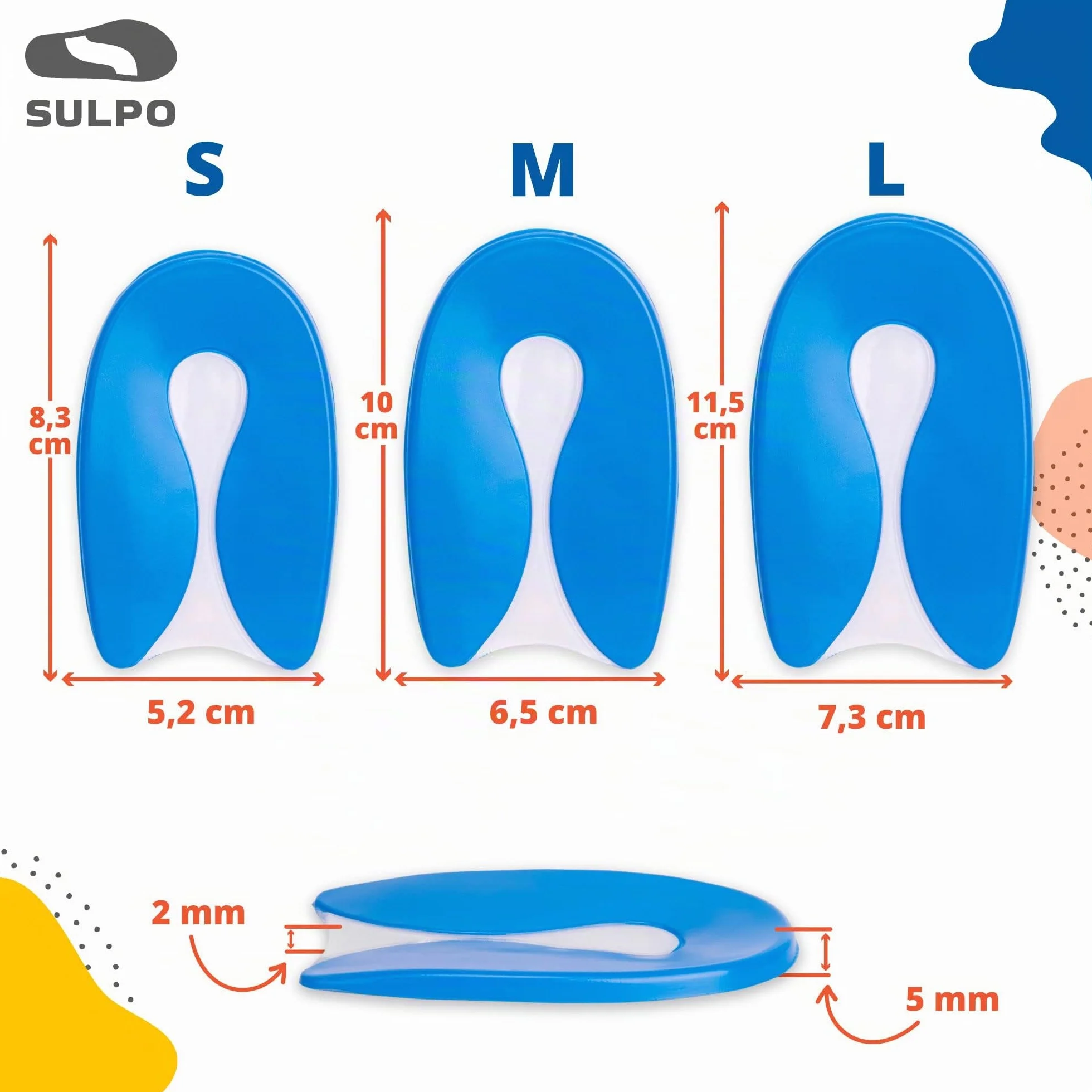 SULPO 2 paia di protezioni per tallone per bambini contro il dolore di pressione per sperone calcaneare, cuscino per tallone a forma di U, misura 30-35