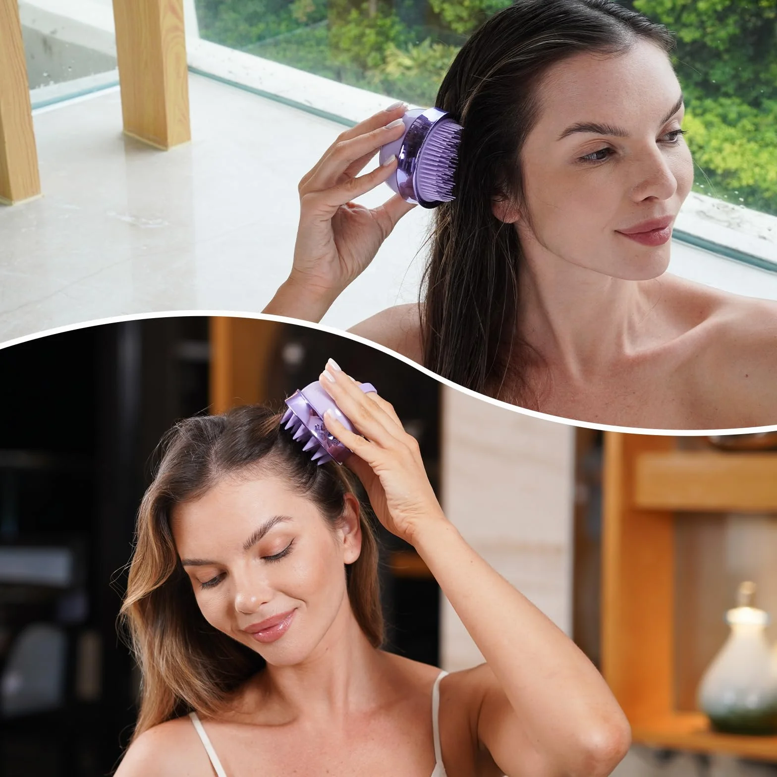 SHINLEA Spazzola massaggiante per cuoio capelluto in silicone double face per shampoo, pulizia profonda e massaggio capelli
