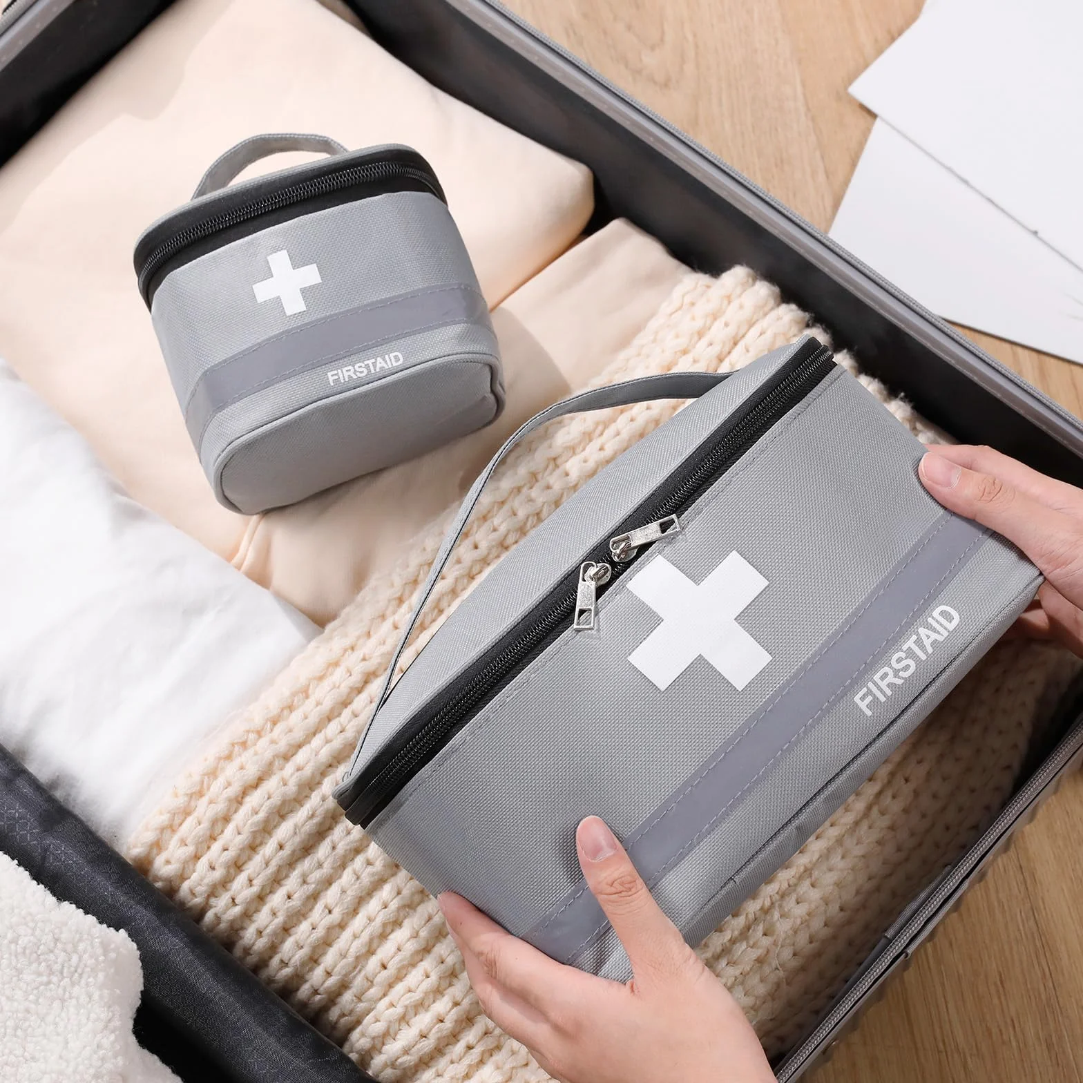 Cozary 2 Pezzi Kit Pronto Soccorso Vuota, Cassetta Pronto Soccorso Impermeabile, Porta Medicine da Viaggio