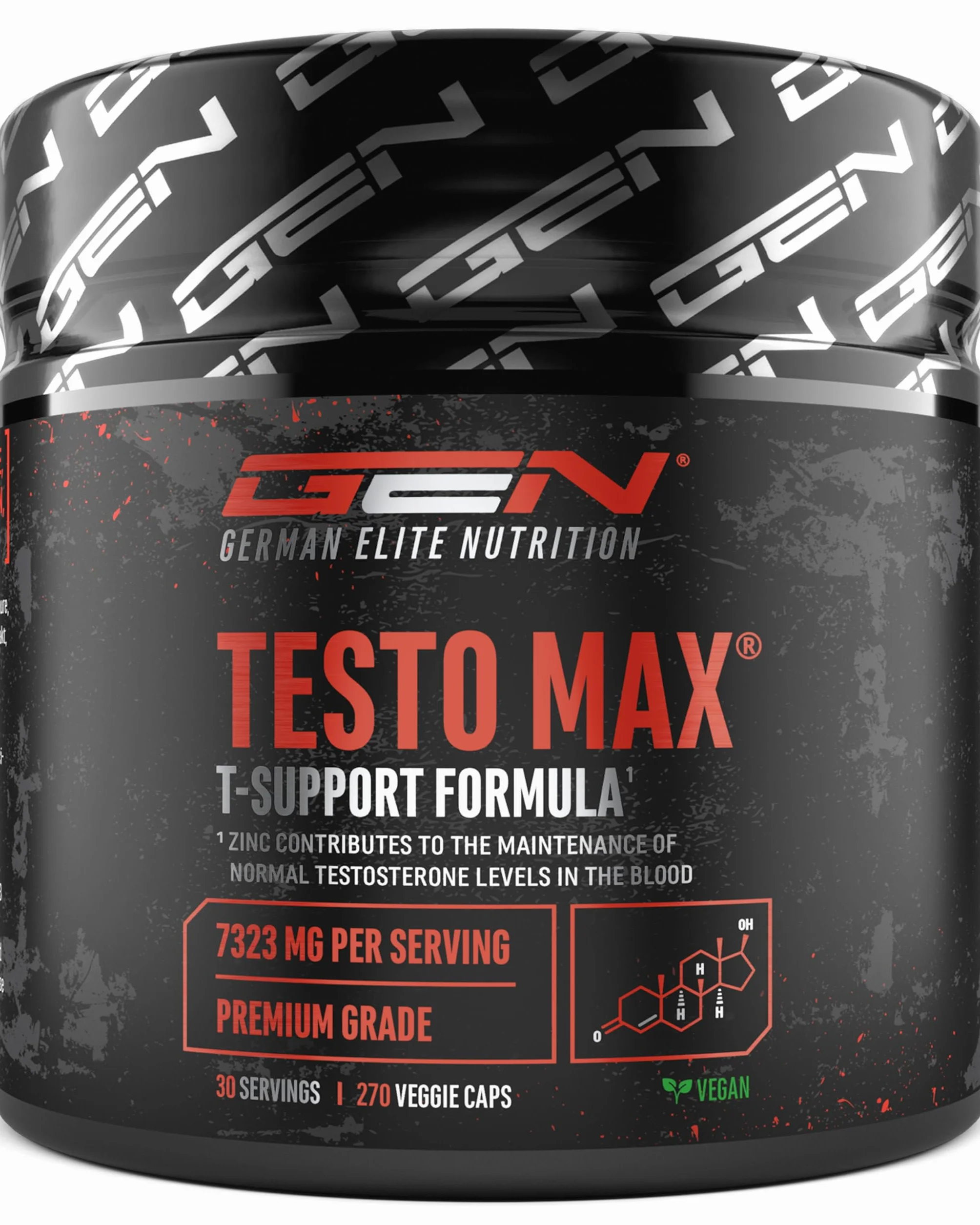 Testo MAX® - 270 Capsule - Extra Alto Dosaggio con 7323 mg per Dose Giornaliera - con Acido D-Aspartico - Tribulus - Estratto di Maca - Boro - Zinco - Aminoacidi - Vegano