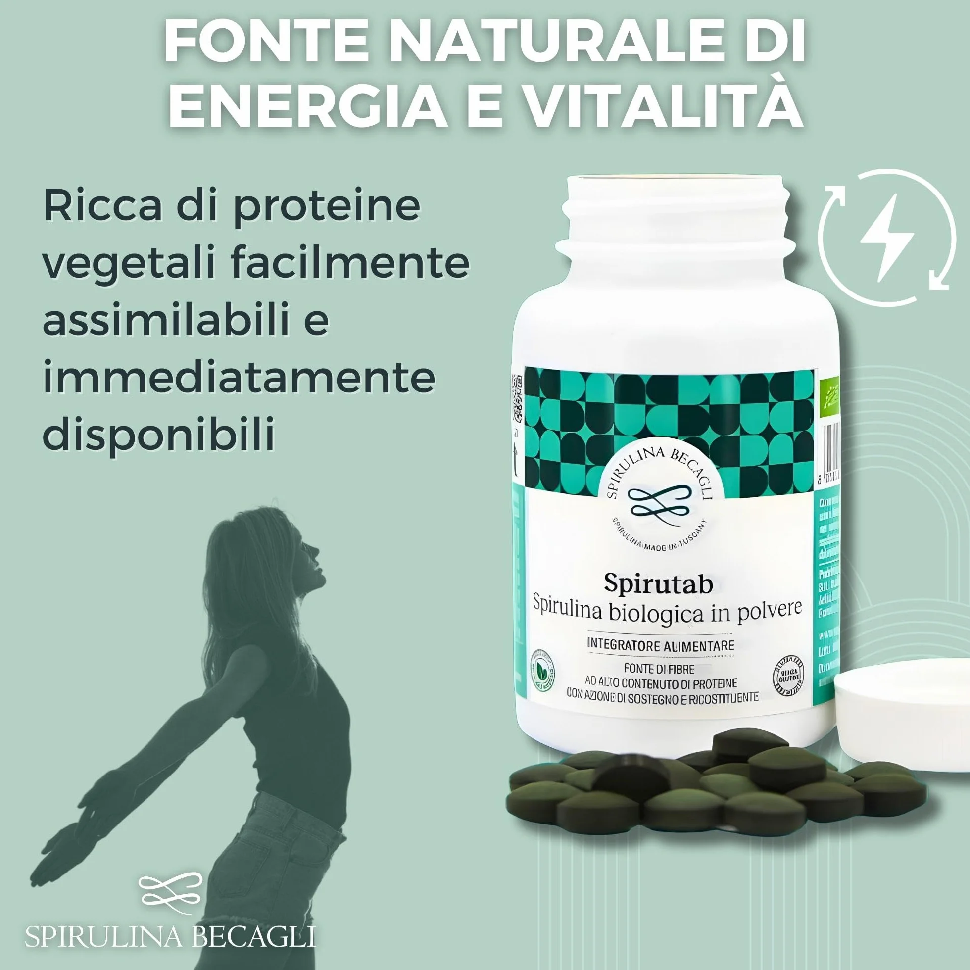 Spirulina Becagli Spirutab Compresse Integratore Alga Spirulina Made in Italy 180 Compresse