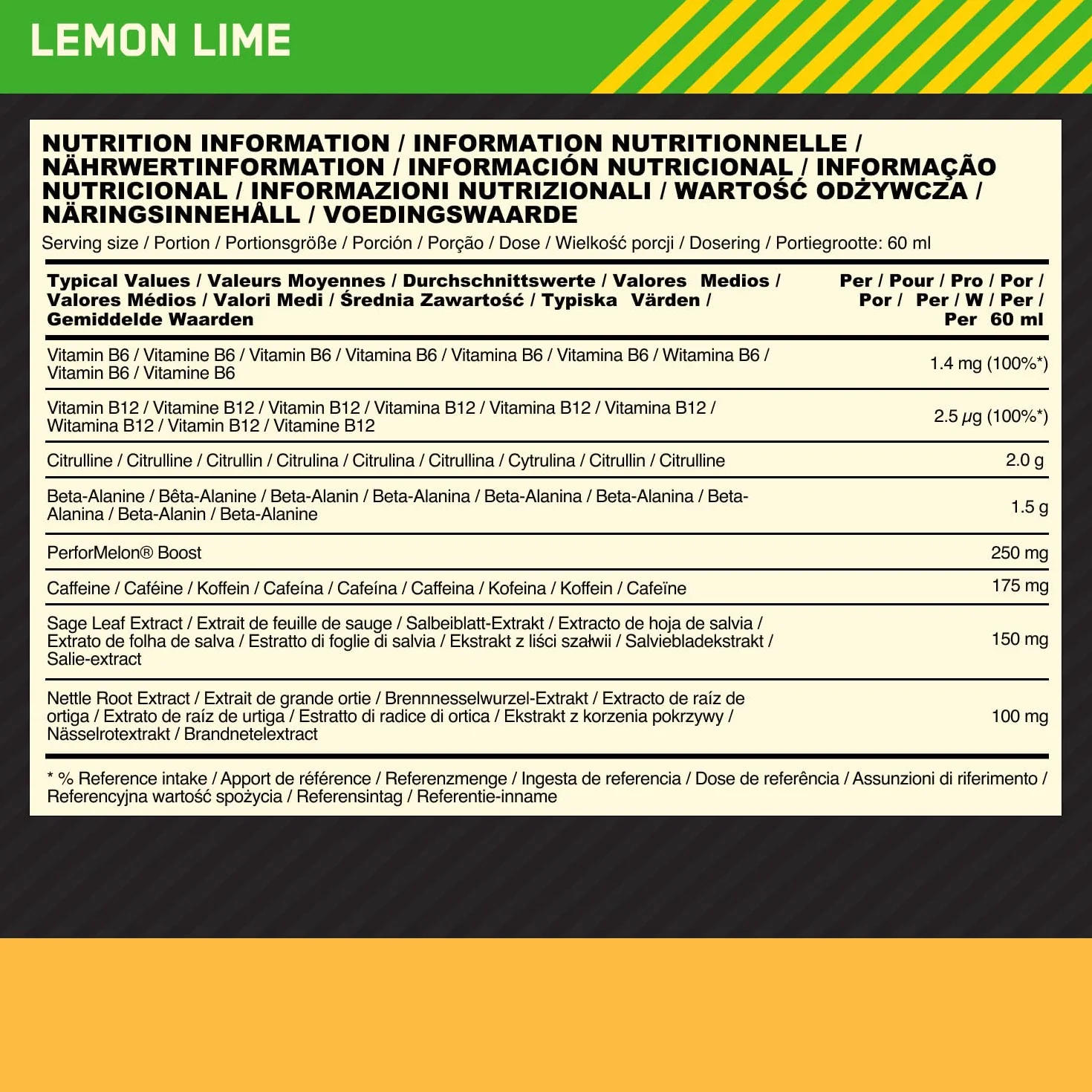 Optimum Nutrition Gold Standard Pre Workout Shot Lemon & Lime12x60ml