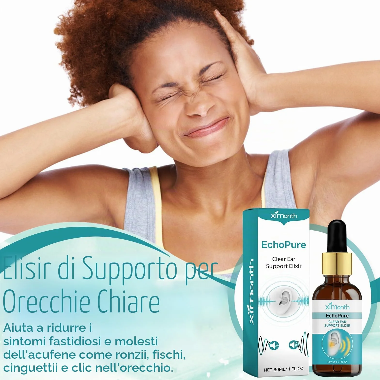 Sollievo per l'acufene, gocce auricolari per l'acufene, efficace contro l'acufene acuto e cronico, sollievo da acufene e ronzio per le orecchie, rilascio
