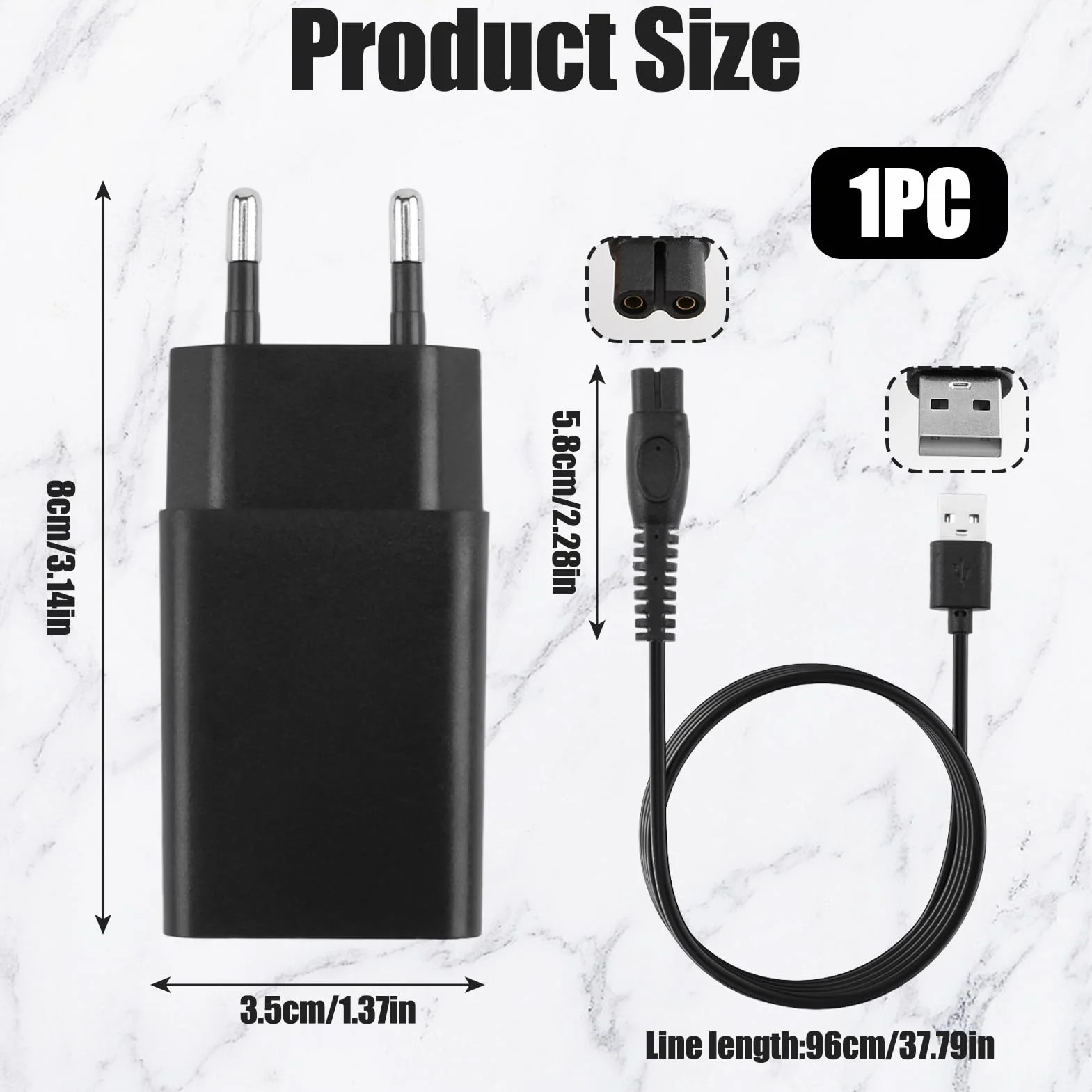 Cavo di Ricarica USB 5V Compatibile con Philips per Rasoio Accessorio, Filo di Rame Spesso