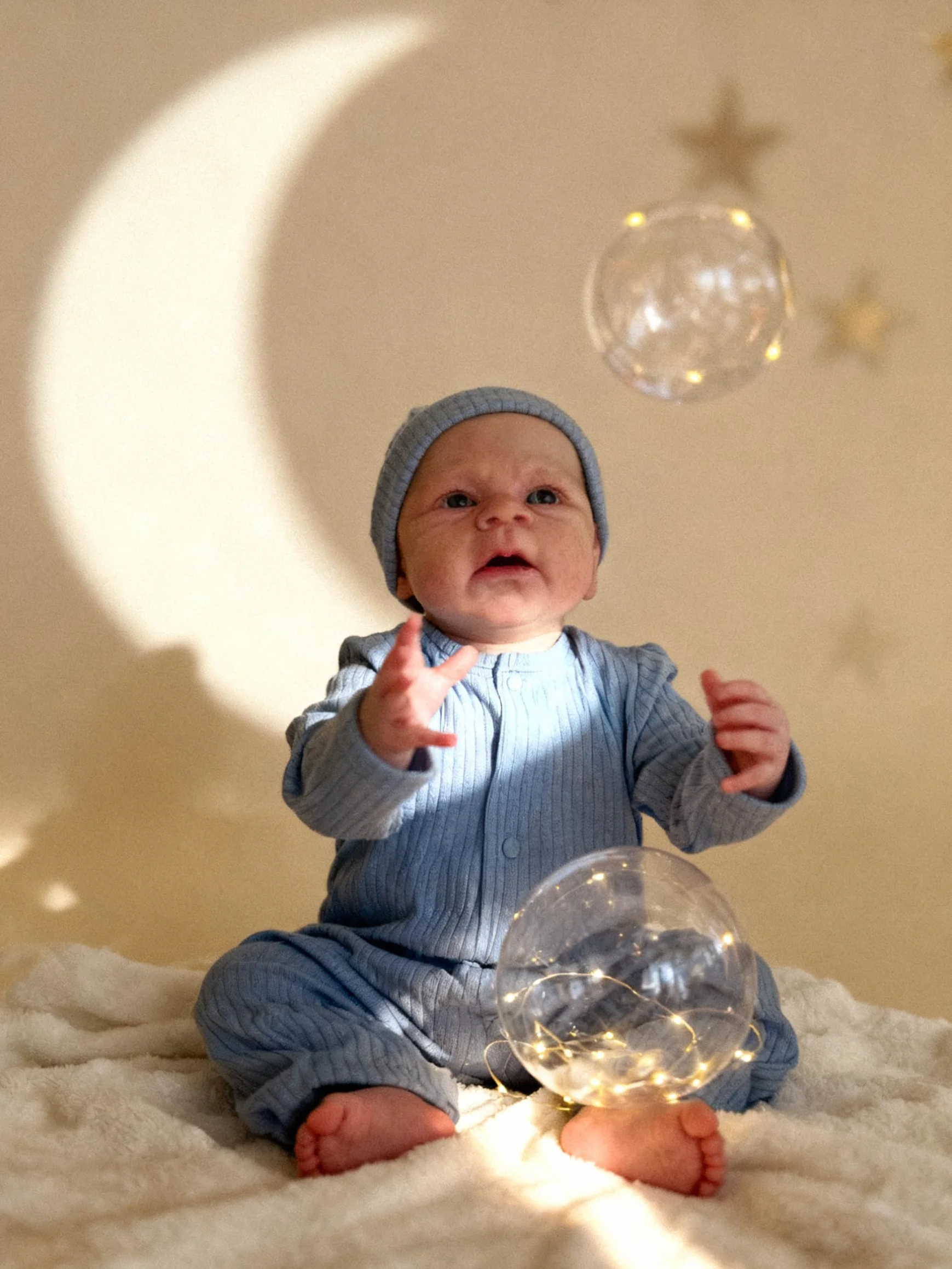 Anano Bambole Reborn Maschio Occhi Aperti 45cm Bambole Neonato Realborn Che Sembrano Vere Prematura Bambolotto Reborn Realistica Maschio Silicone Realistico Cuddle Baby Doll (Moderno)