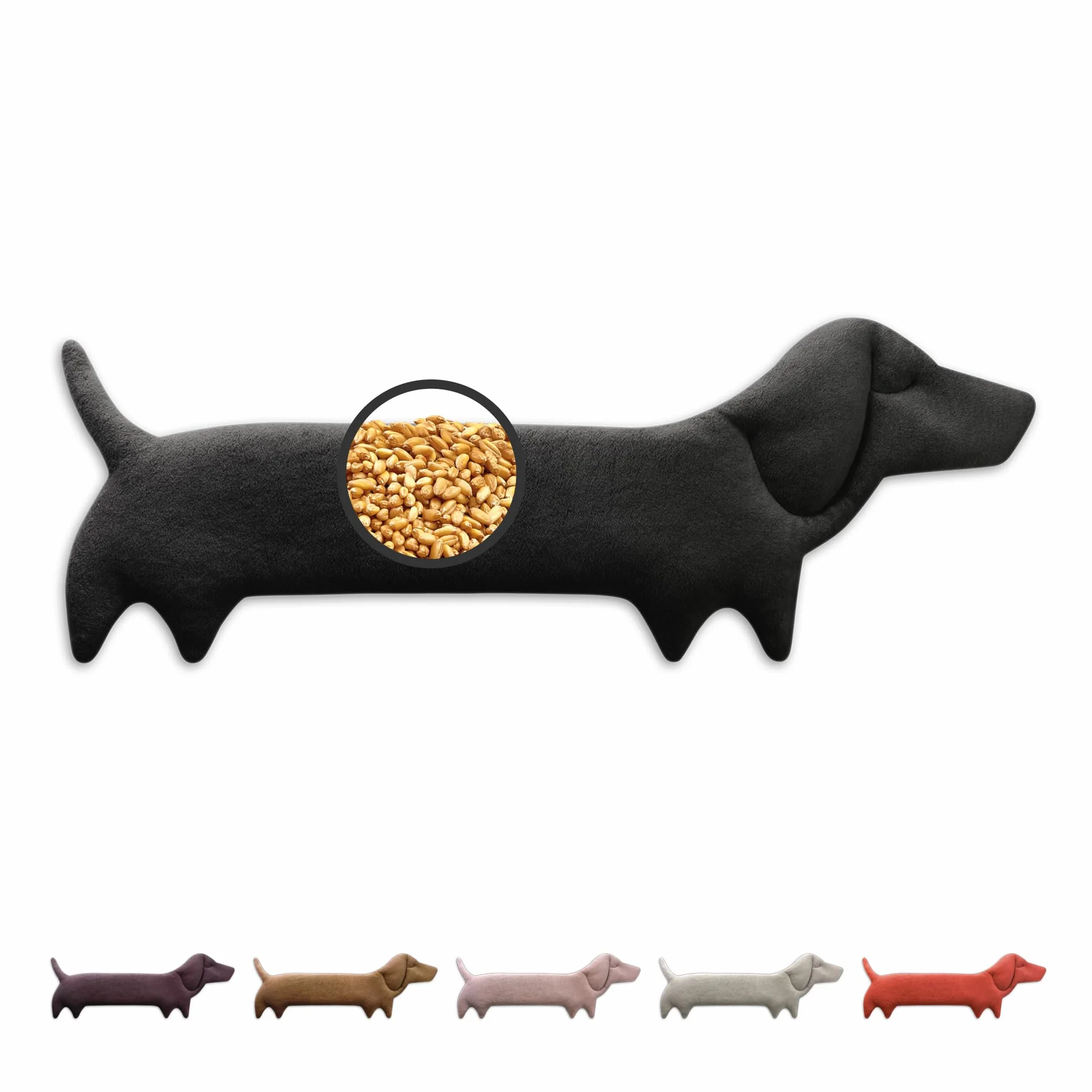 LESCHI Cuscino cervicale termico per microonde, 100% cotone e grano biologico, cane nero, cuscino riscaldante ideale come fonte di calore in inverno e per alleviare tensioni a spalla schiena collo