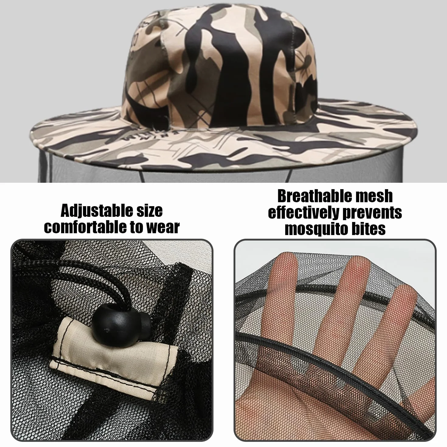 Cappello da sole anti-zanzara pieghevole portatile con custodia
