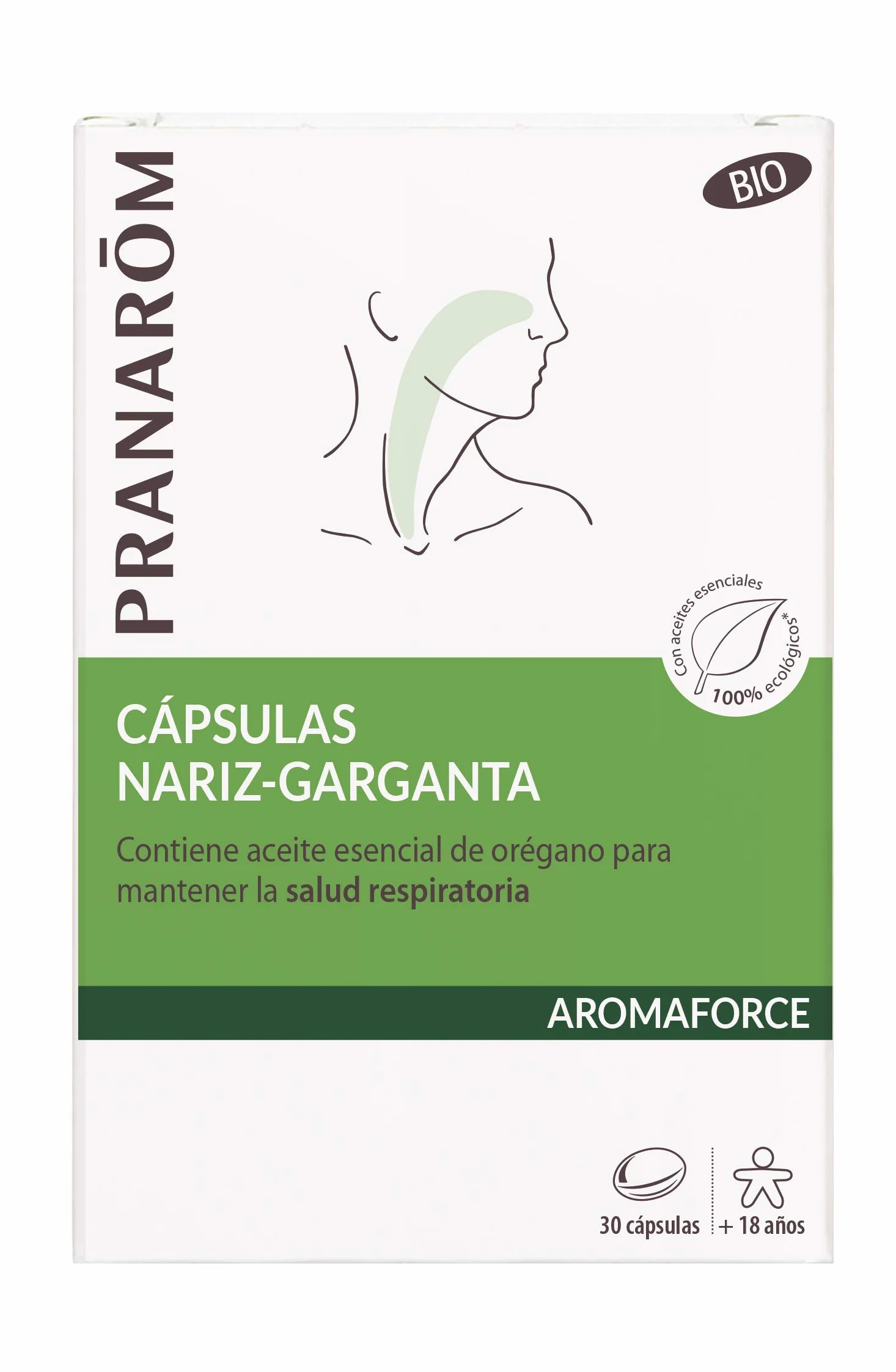 Pranarôm Aromaforce Capsule Naso e Gola Integratore Alimentare con Oli Essenziali di Origano, Limone - 100% Biologiche - 30 Capsule