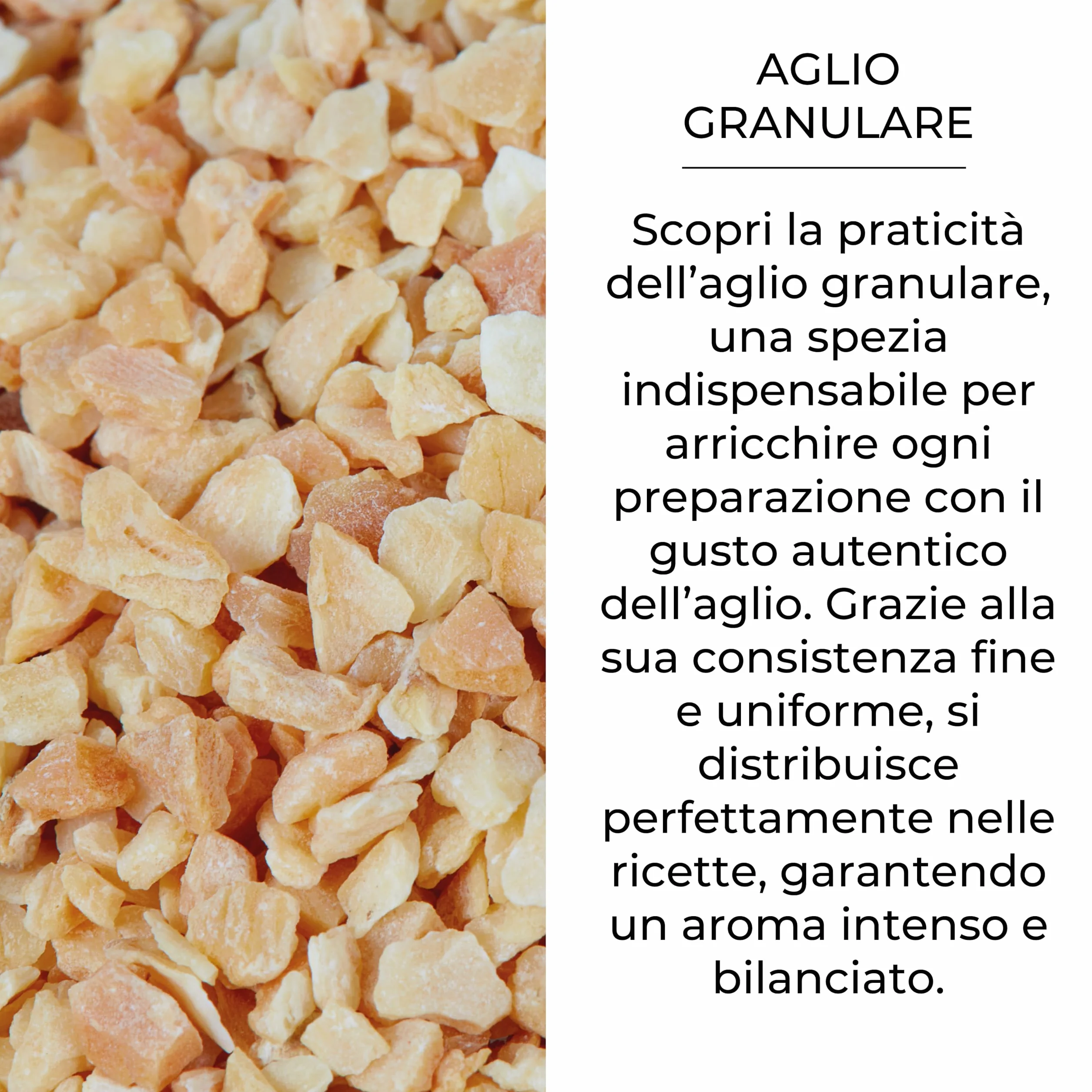 Aglio Granulare Bembo 70 g - Confezione Anti Spreco - Spezia Essiccata al Sole - Aroma Intenso - Prodotto Naturale - Confezione anti-luce e anti-ossidazione (Aglio Granulare)