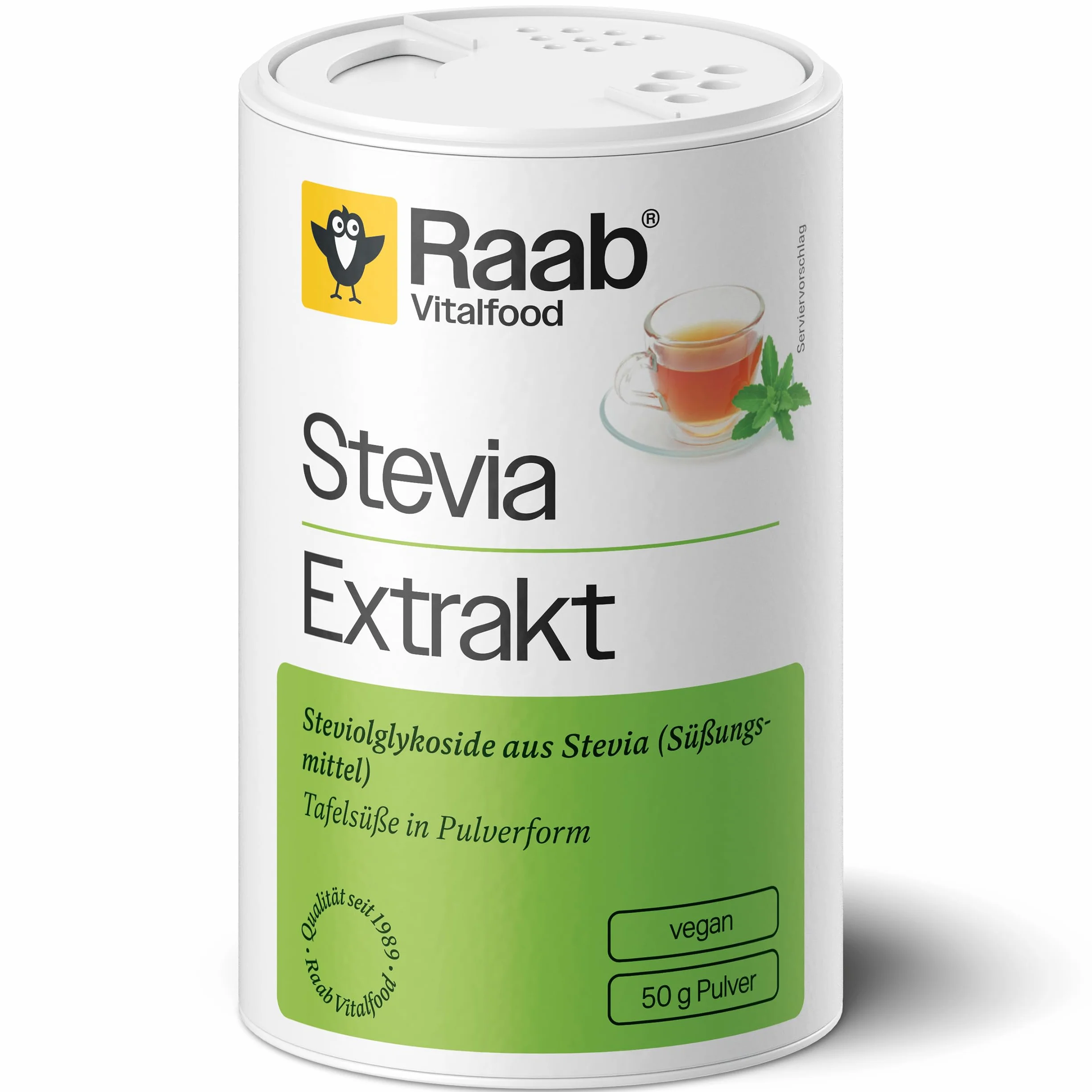 Raab, Dolcificante a base di estratto di stevia in polvere bio, 50g