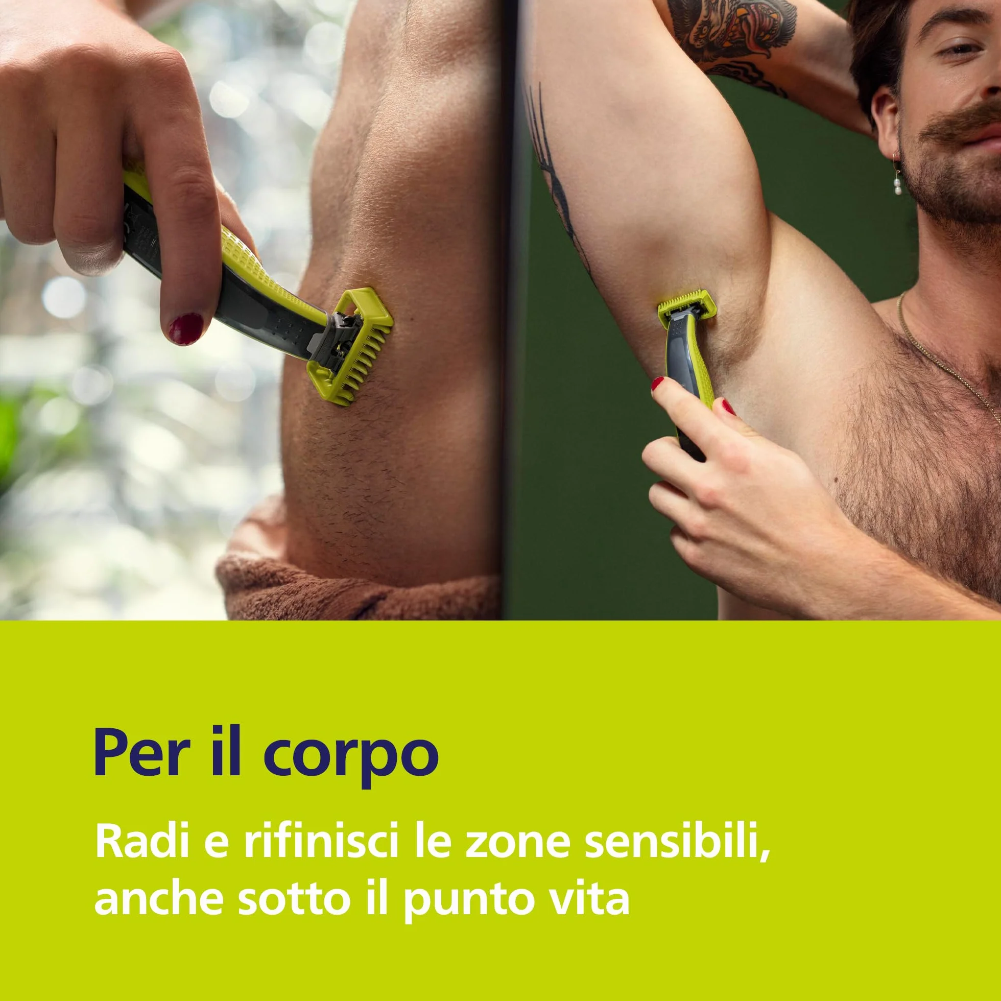 Philips OneBlade QP2834/31 Regolabarba Elettrico 360 Autentico Viso Corpo 3 Lame 4 Pettini Kit Corpo