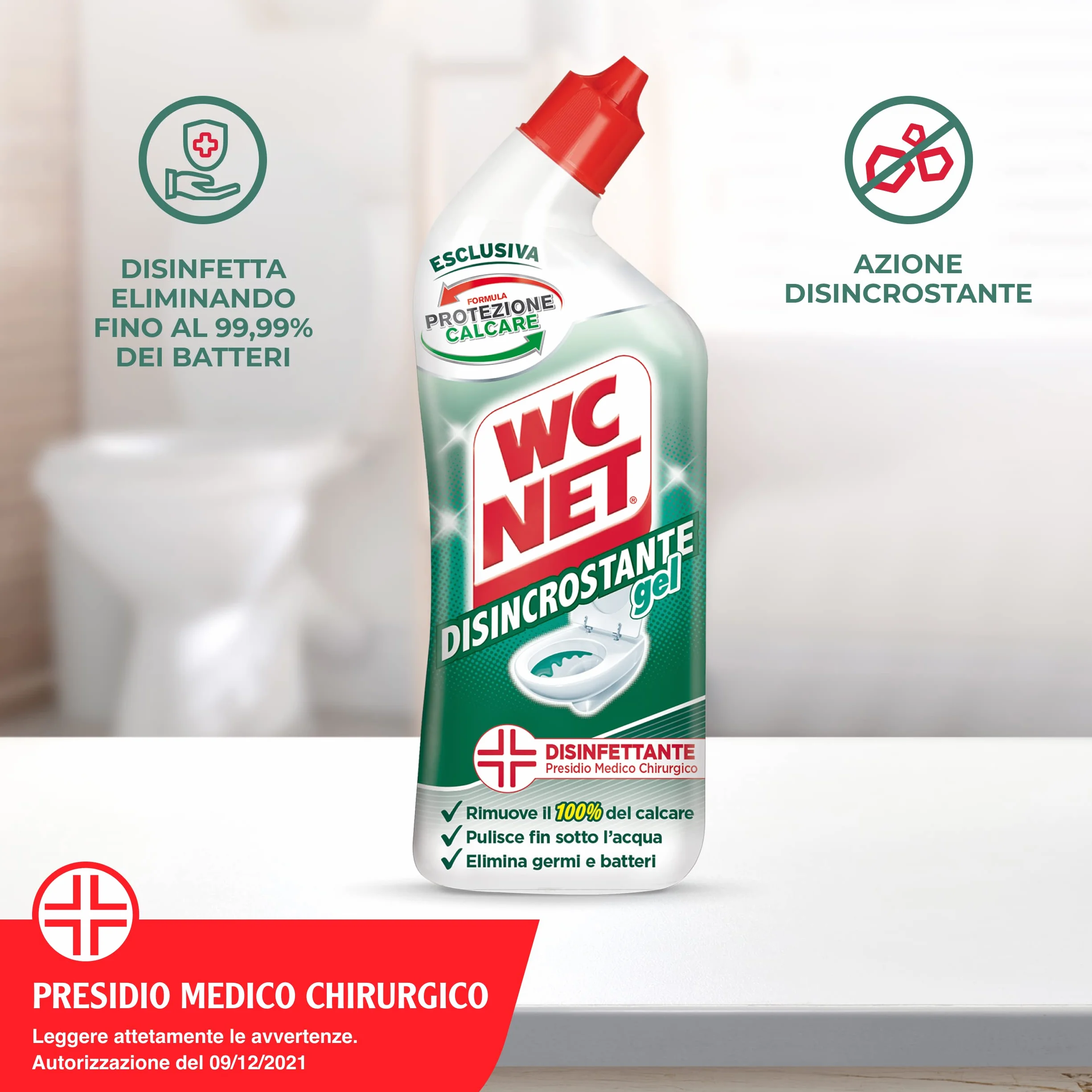 Wc Net - Disincrostante Disinfettante Gel per Sanitari e Superfici, Pulitore Liquido per Wc, 700 ml