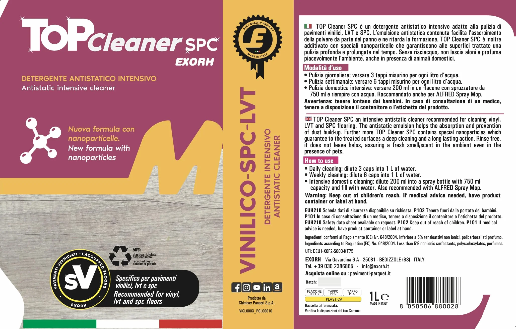 Detergente Antistatico SPC per Pavimenti LVT e Vinilici 2 Litri