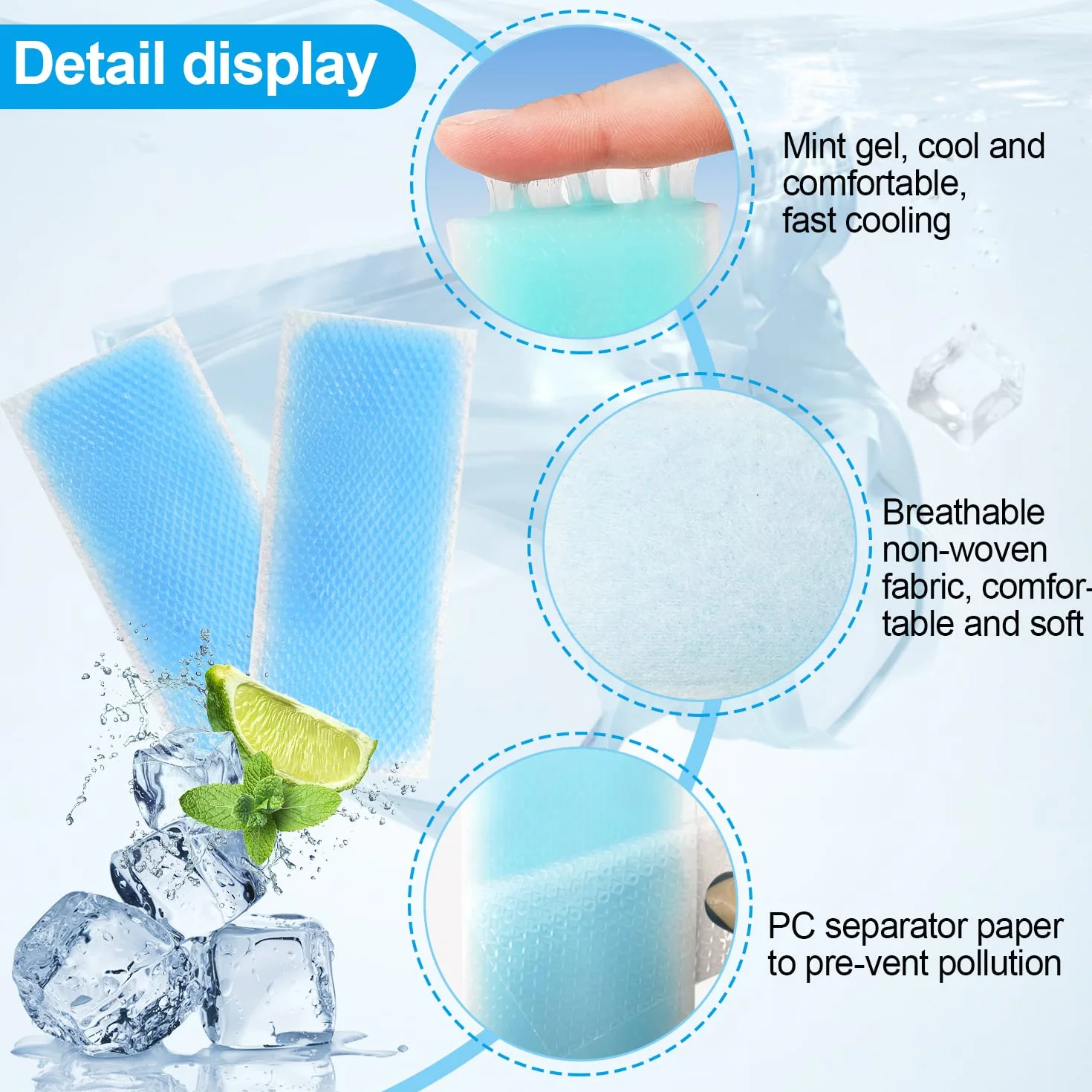 50 Pezzi Ghiaccio Gel Cerotti Refrigeranti per Febbre, Sollievo Febbre e Stanchezza