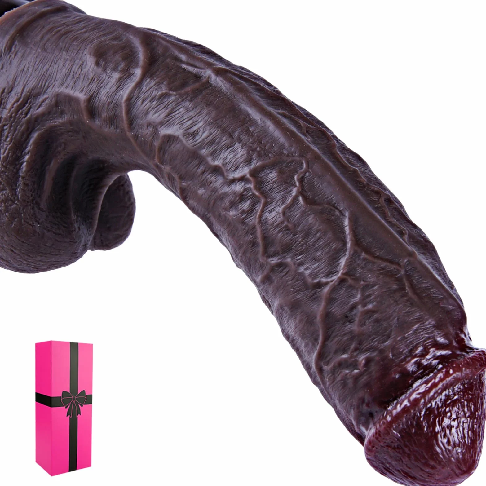 Dildo realistico gigante in silicone nero da 27,5 cm, dildo extra large e spesso con ventosa, pene lungo XXL, ottimo per la stimolazione del punto G e il gioco anale profondo, ottimo per le coppie gay