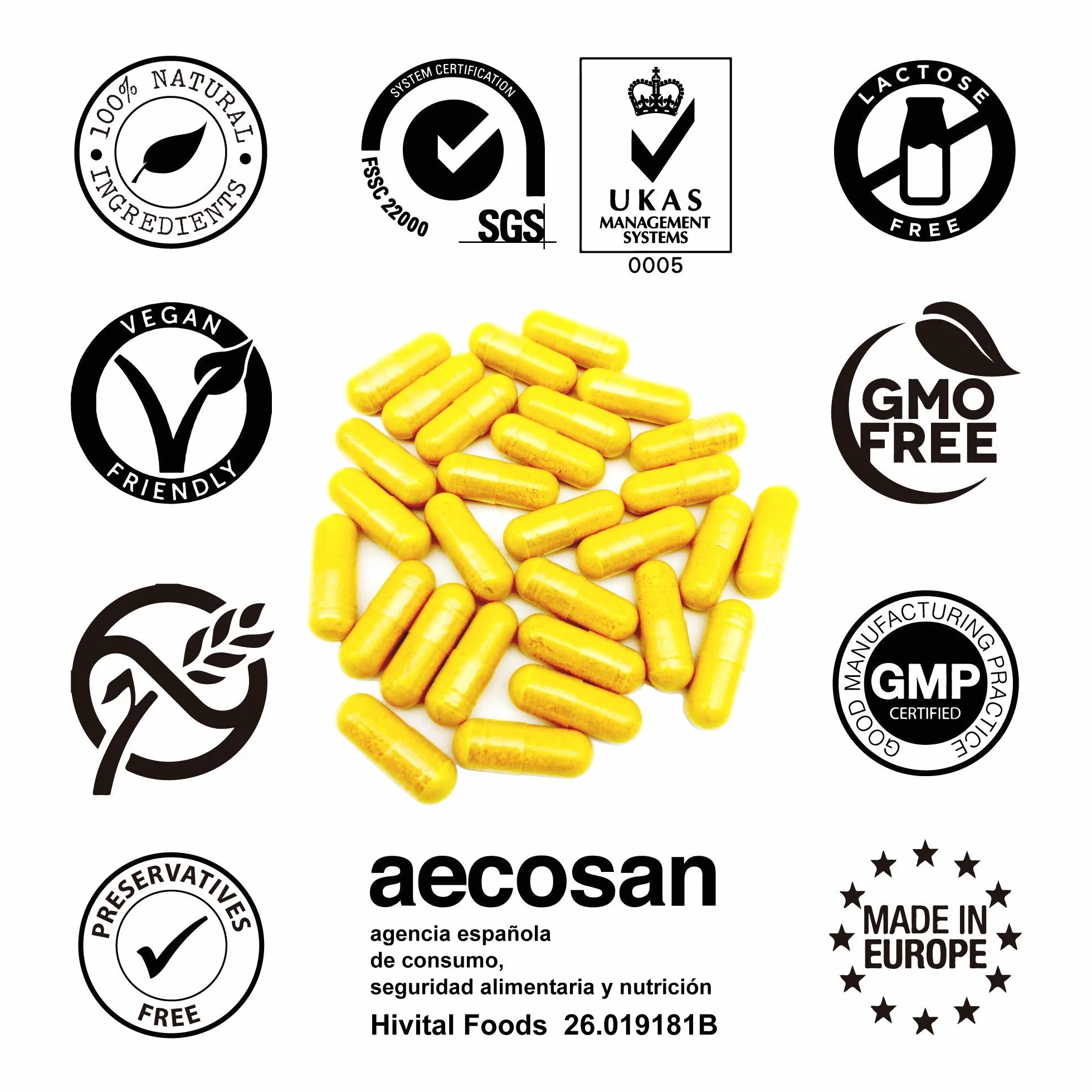 Curcuma 6000 mg 120 capsule vegane Estratto concentrato 95% Curcumina 285 mg Pepe Nero HIVITAL