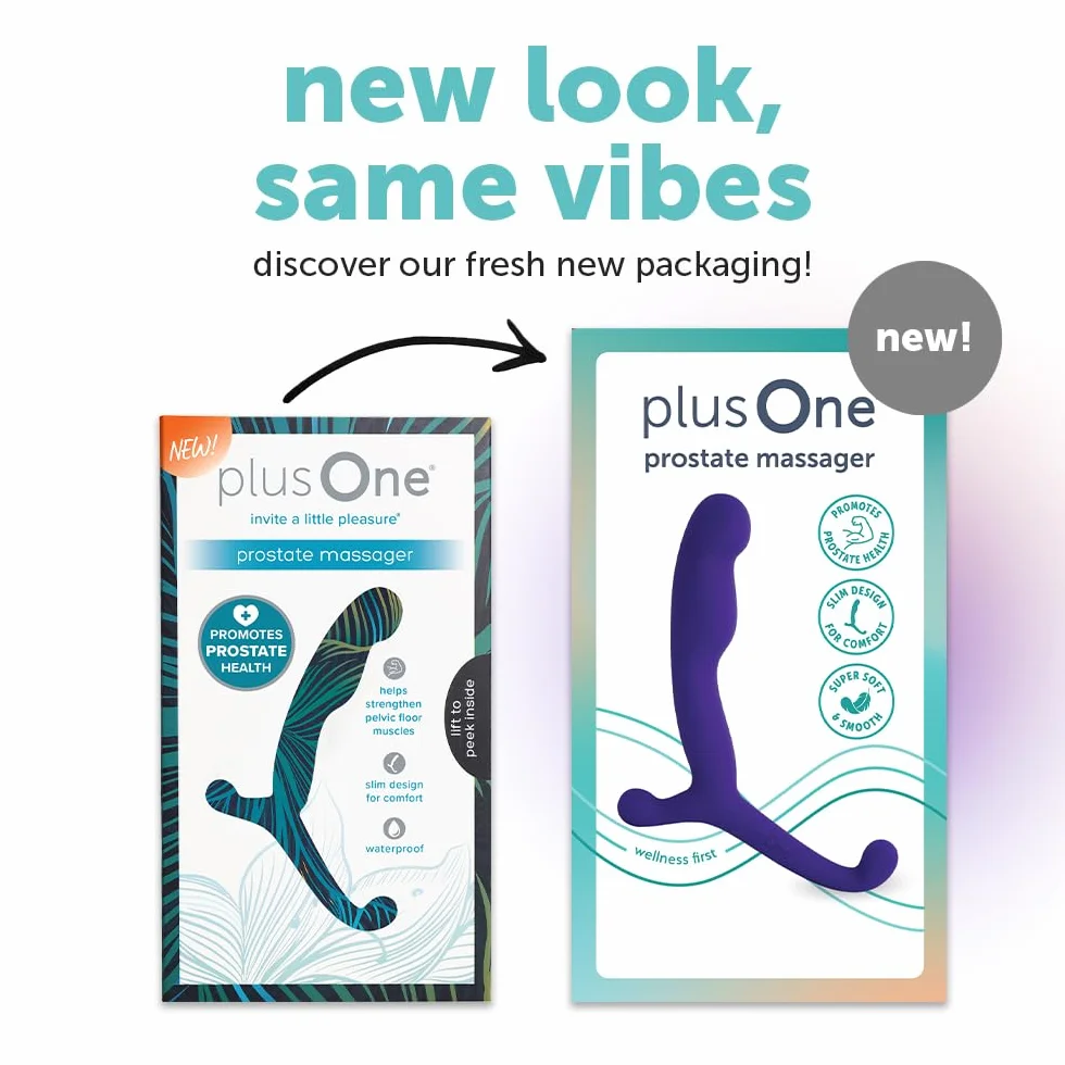 plusOne Massaggiatore per prostata da 10,2 cm, stimolatore personale, in silicone sicuro per il corpo, impermeabile, con braccio esterno per un facile utilizzo
