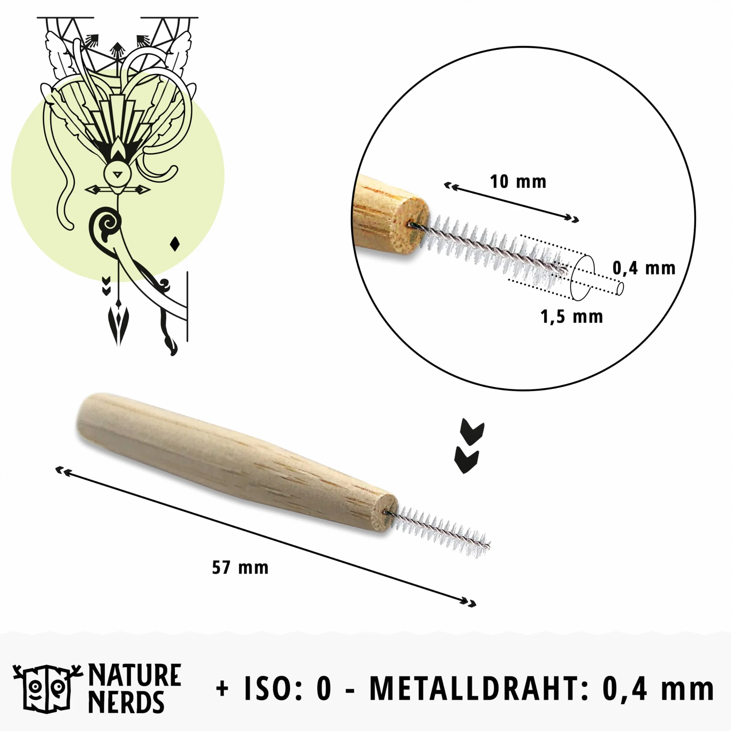 Spazzolini interdentali bambù 0,4 mm ISO 0 set 10 pezzi