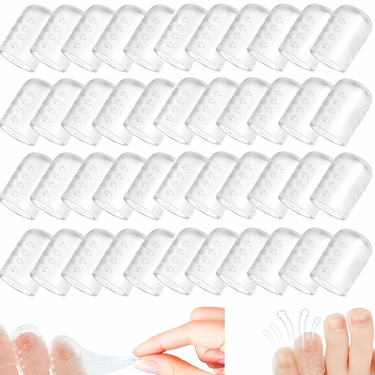 60 Pezzi Proteggi Dita Piedi in Silicone, Protezione Mignolo Piede Trasparente e Traspirante, Copri Dita Piedi per Prevenire Vesciche, Calli e Occhi di Pernice, Silicone Morbido ed Elastico