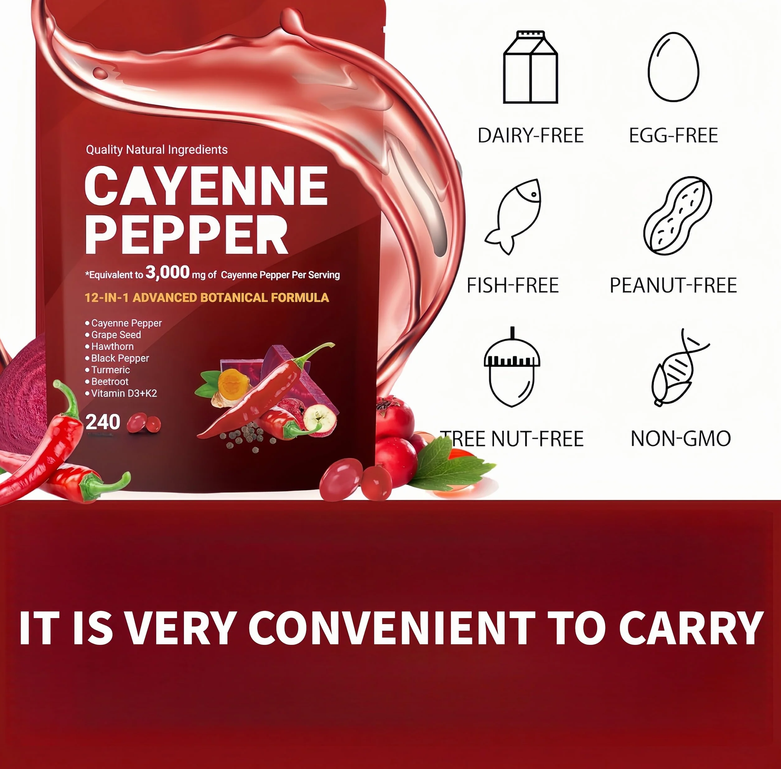 Pepe di Caienna Curcuma Supporto Vene Gambe Salute Digestiva Cardiovascolare Circolazione Energia