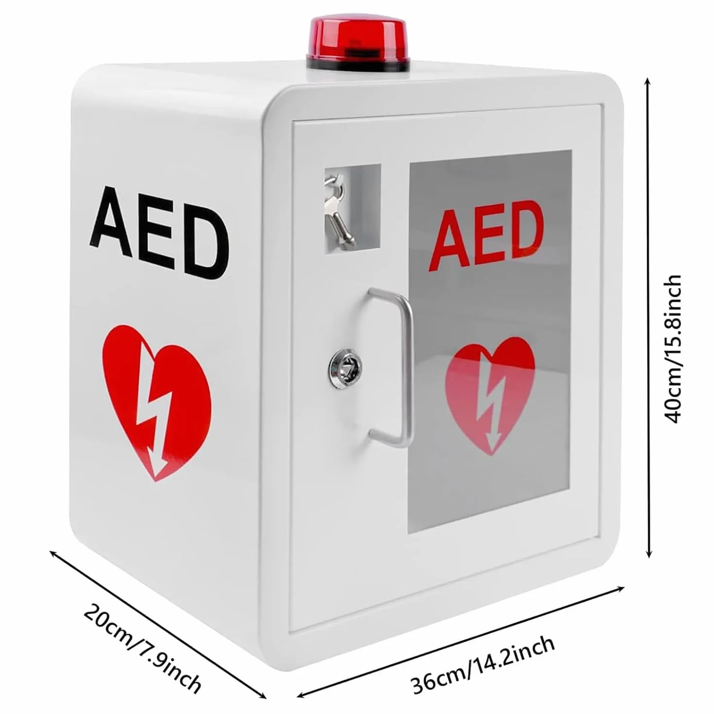 Armadietto Defibrillatore Dae Acciaio Parete Luce Stroboscopica Allarme Emergenza