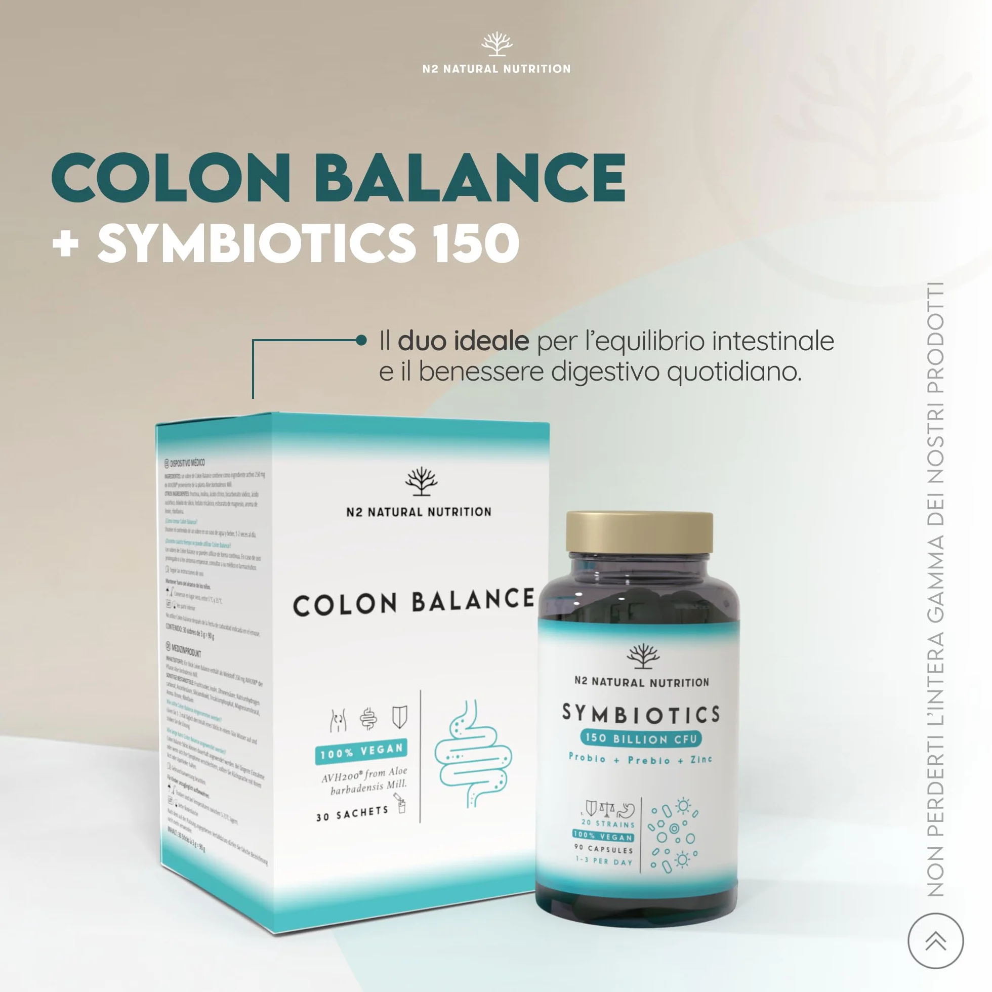 N2 Natural Nutrition Colon 30 Giorni Regolarità Intestinale Gonfiore Dolore Addominale Stitichezza Vegan Senza Glutine