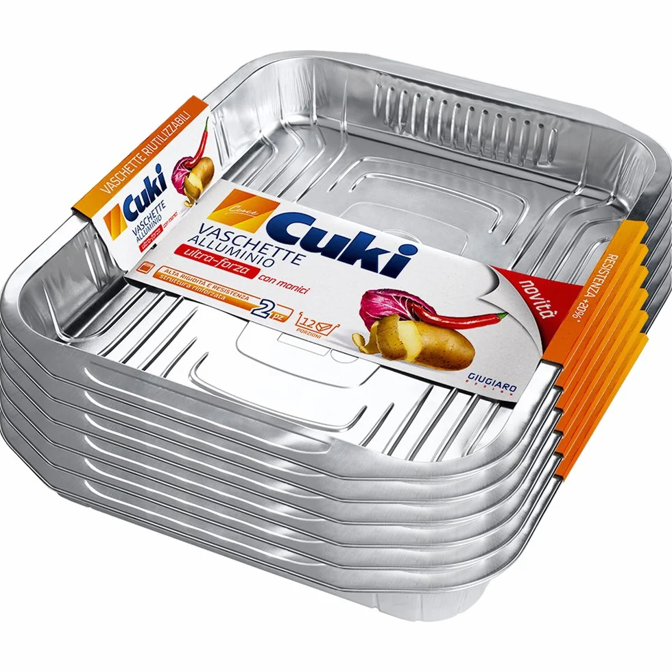Cuki Vaschette Alluminio - Ultra Forza - 12 Porzioni - Rettangolari [Rs74G] - 6 Confezioni Da 2 Pezzi