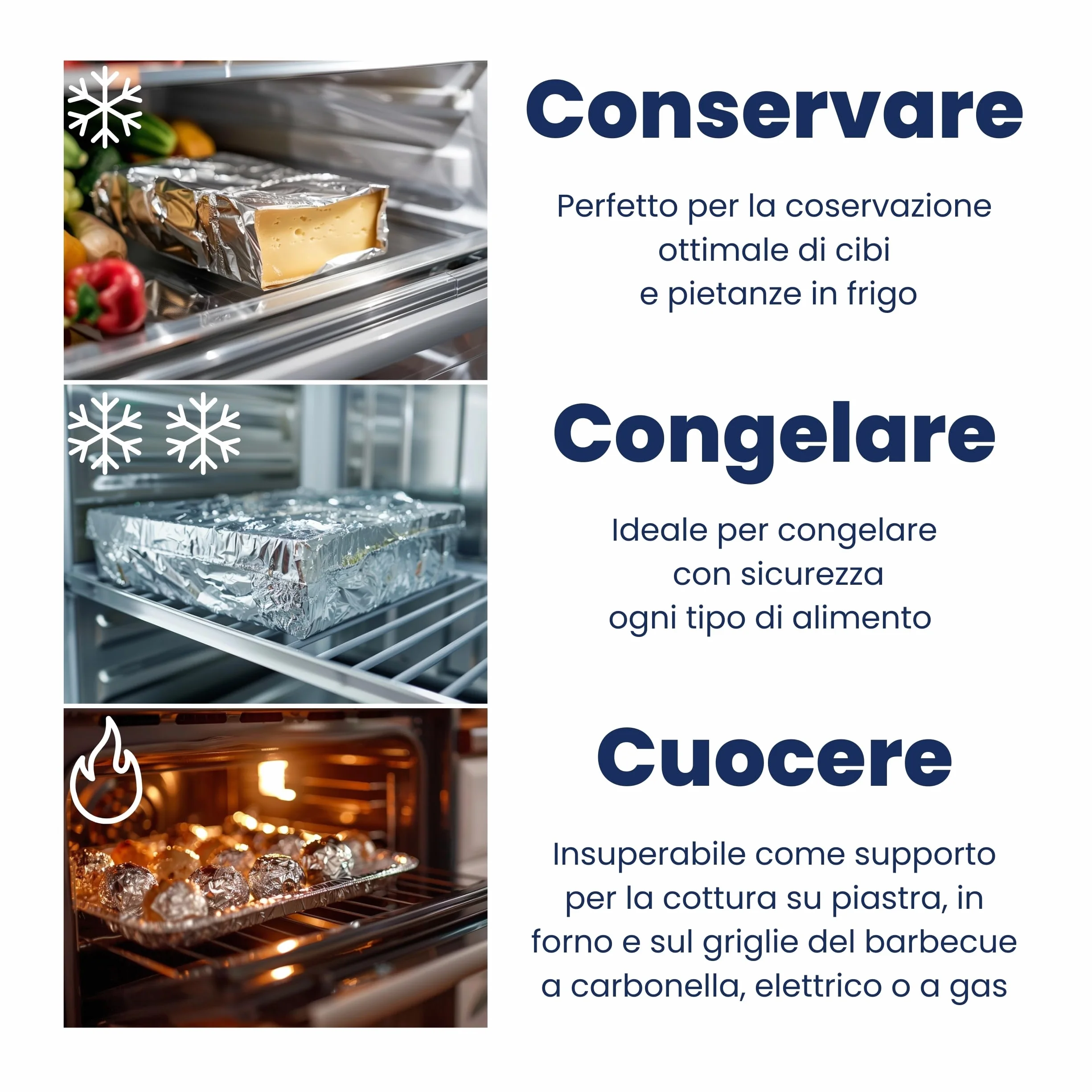 FRIO Set 3 Rotoli Alluminio Alimenti Goffrato 16 Metri Rinforzato Totale 48 Metri per Cucina Professionale
