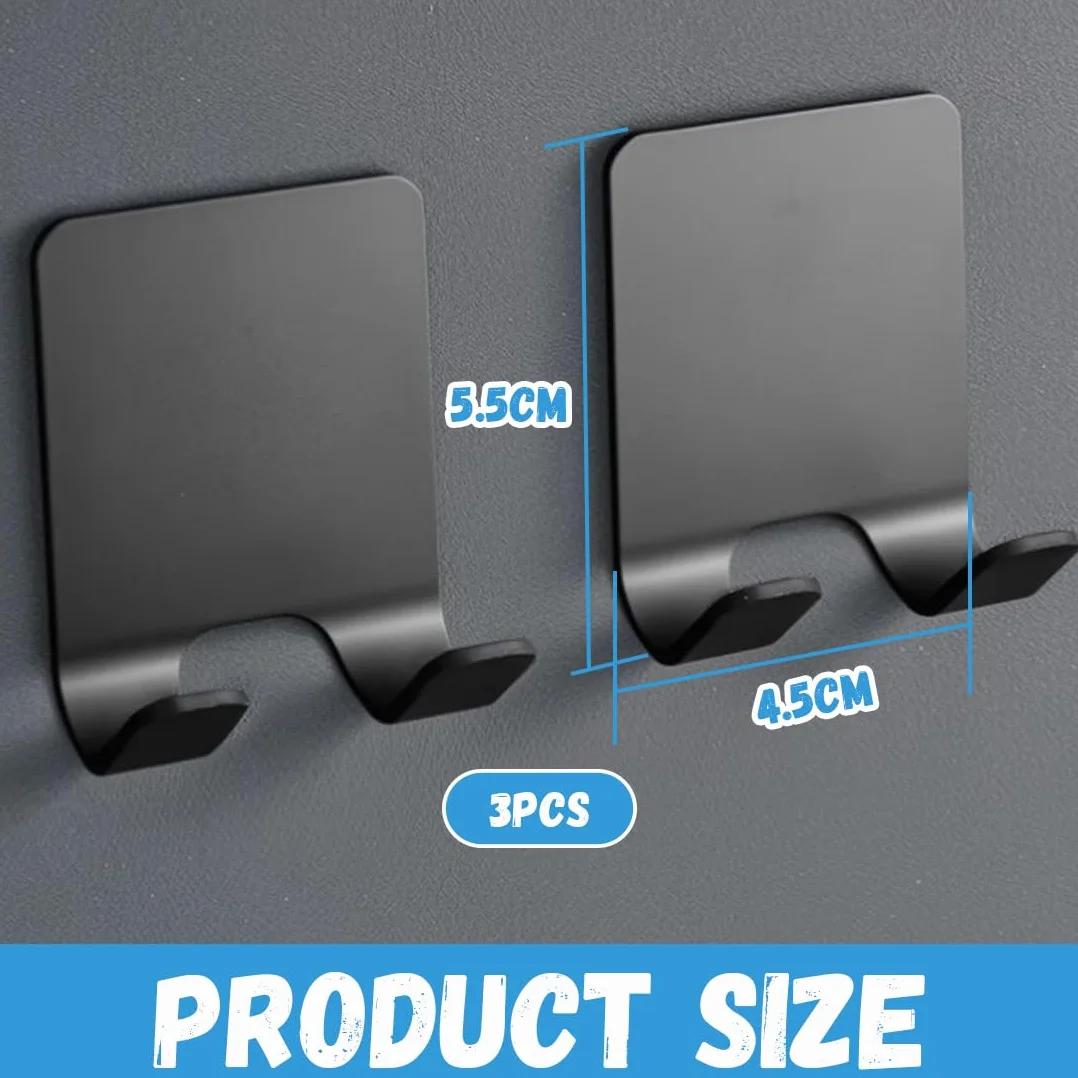 Porta Rasoio Doccia, Gancio Doccia, Supporto Rasoio, Ganci Porta Rasoio Autoadesivi, Ganci Adesivi, Shower Holder, Ganci Adesivi per Bagno Cucina Toilette Ufficio (3 Pezzi, Nero)