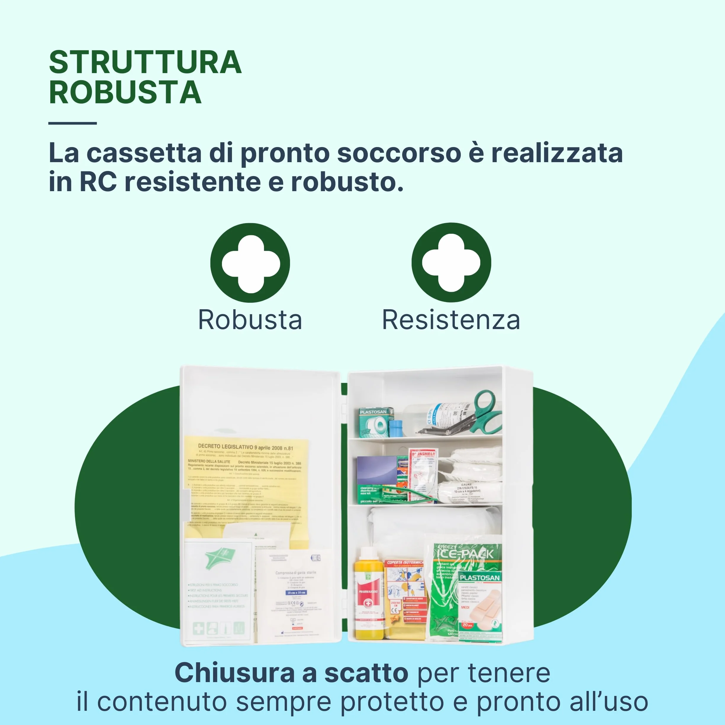 REMEDIA ONE Cassetta Pronto Soccorso Aziendale 3 Ante 2 Ripiani Chiusura a Scatto Bianco