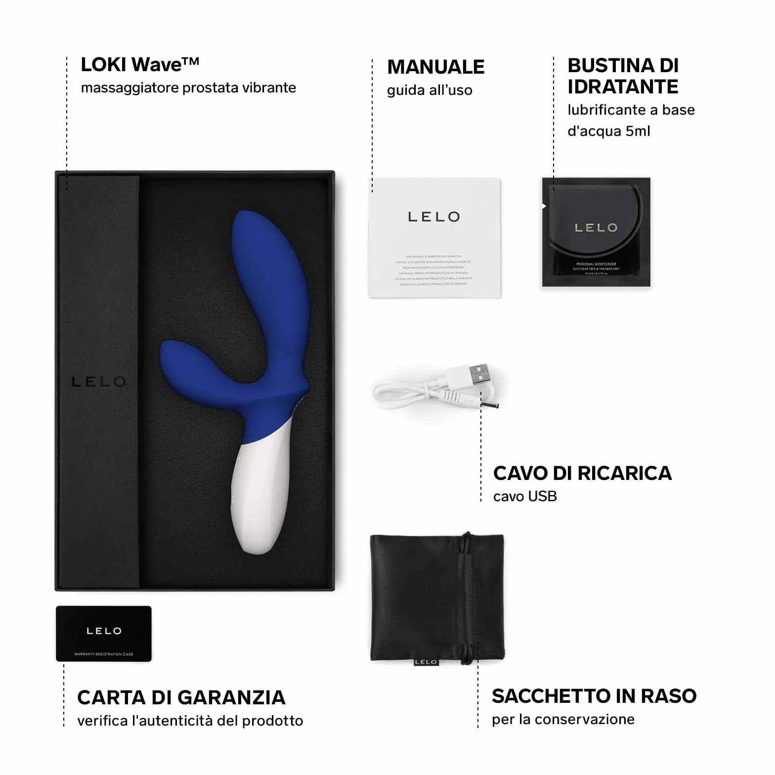 LELO LOKI Wave Massaggiatore Prostatico Prostata Vibratore Uomo con 12 Impostazioni e Design Impermeabile, Sex Toys, con Tecnologia WaveMotion, Federal Blu