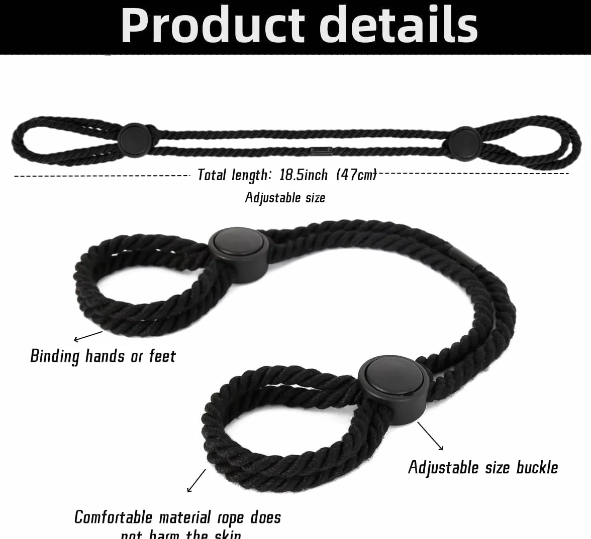 2 pezzi di corda bondage per polsi e caviglie, manette BDSM per giochi sessuali, corde regolabili per legare e bondage, corde BDSM per mani e piedi, manette per coppie