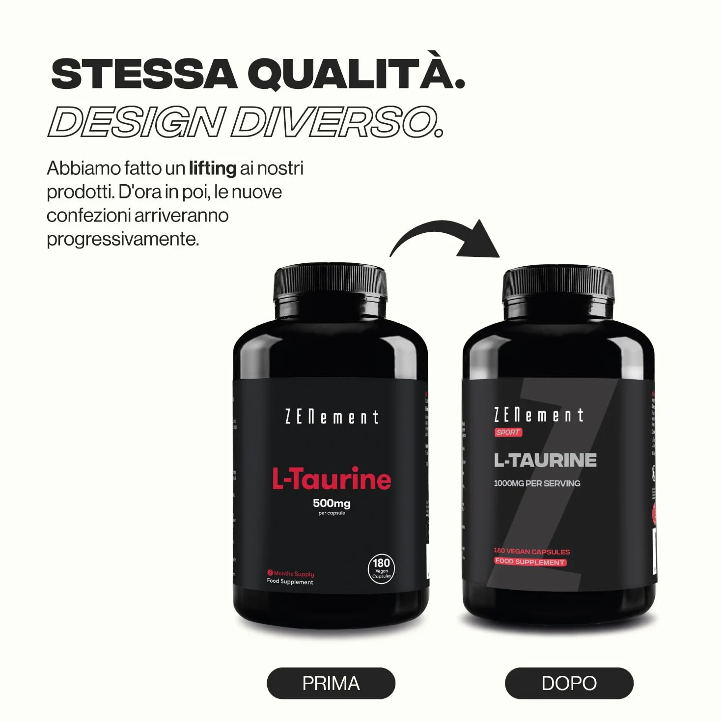Zenement L-Taurina 1000 mg 180 Capsule Vegane Integratore Sportivo Senza Glutine