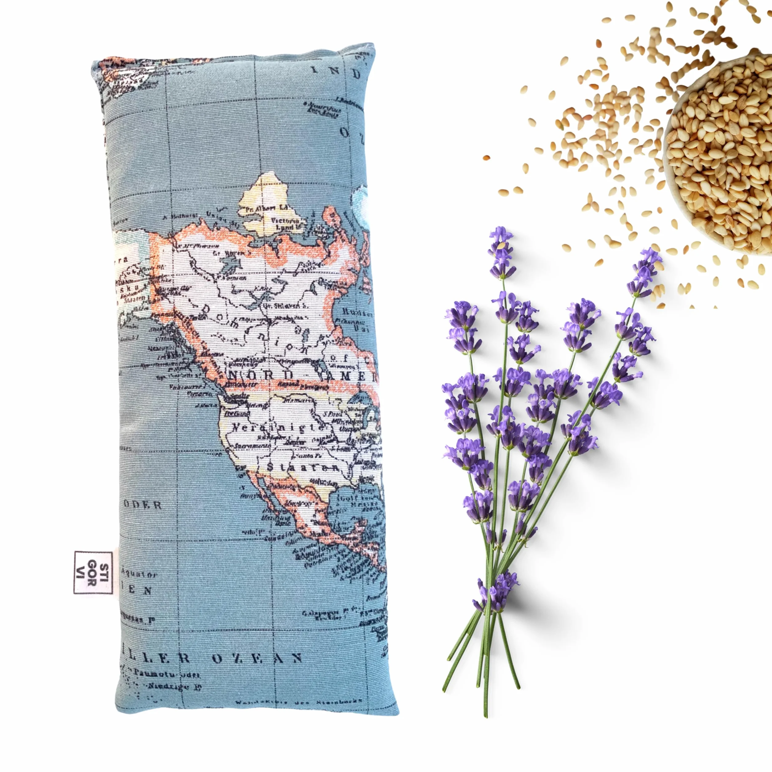 Sacchetto di semi per microonde fatto a mano in Spagna - Borsa termica multiuso per calore e freddo - Cuscino (13cm x 31cm) - 100% artigianale con semi naturali di lavanda