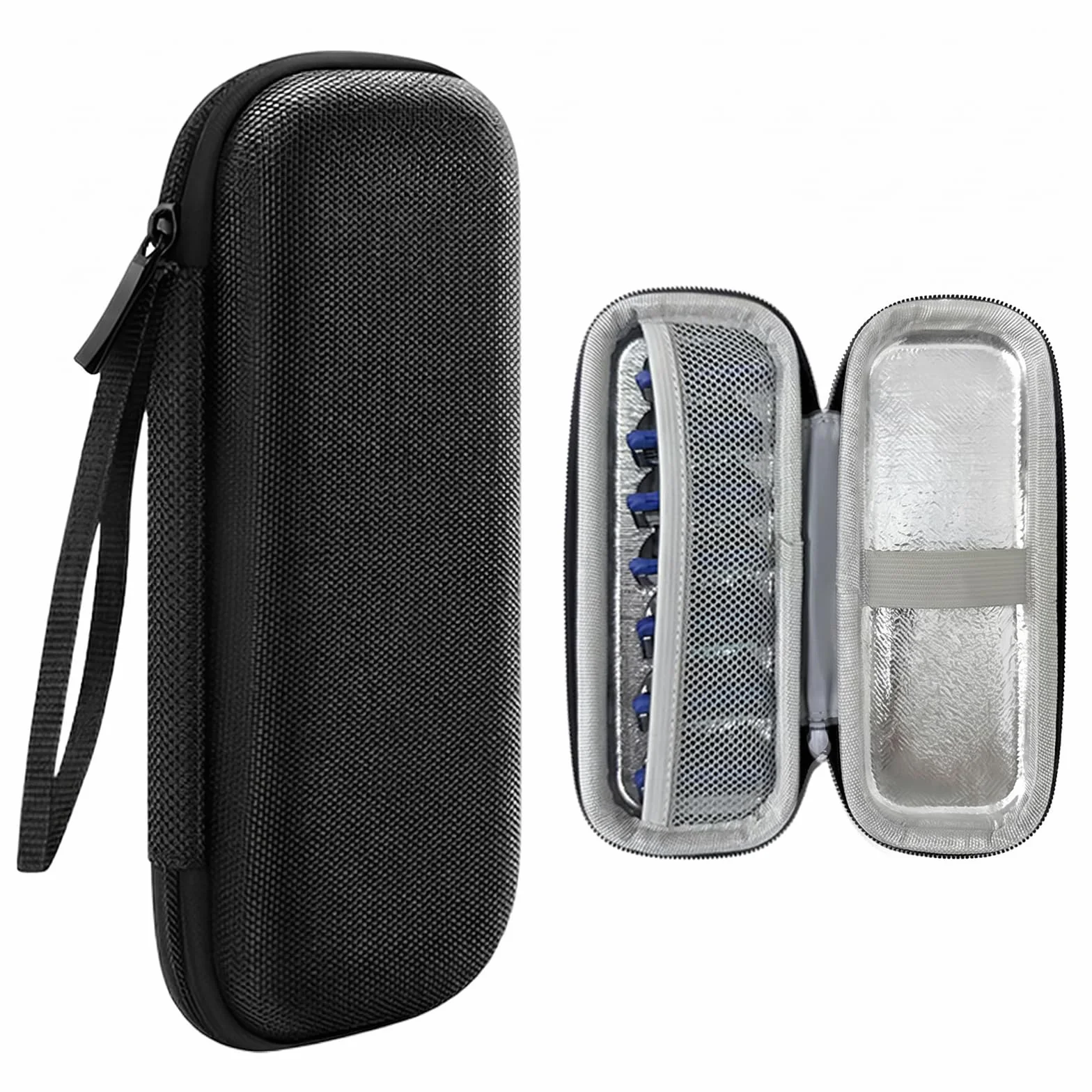 1 Pezzi Custodia Rasoio in EVA con Tessuto Oxford, Portatile Impermeabile Compatibile con Rasoi Manuali, Dimensioni 18x7,5x4,5 cm, Nero