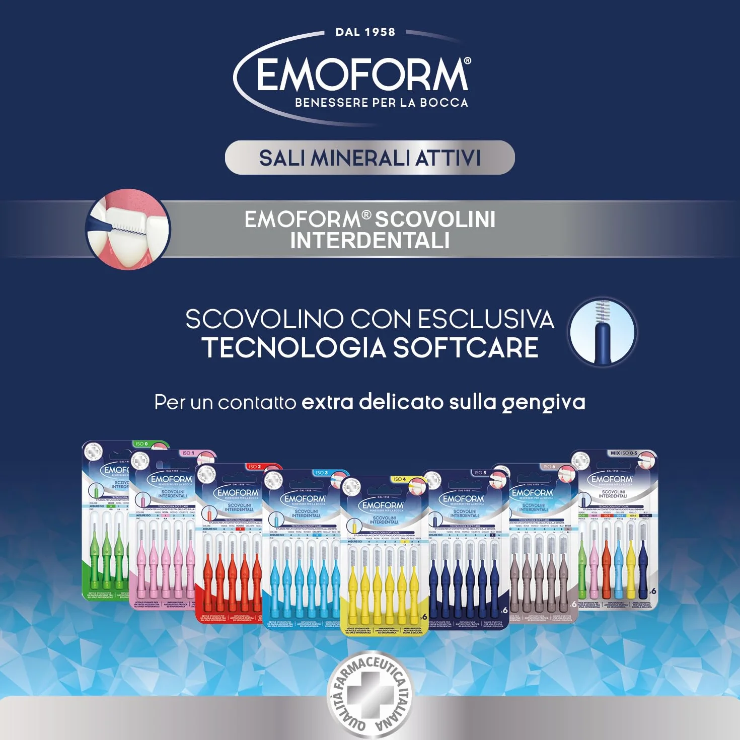 Emoform Scovolino Interdentale 6 Pz. SoftCare Setole Morbide Impugnatura Antiscivolo