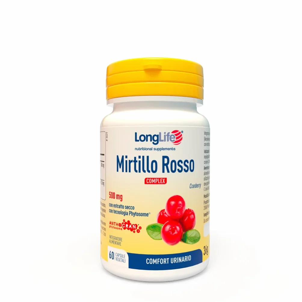LongLife® Mirtillo Rosso Complex | Comfort urinario | Funzione depurativa e antiossidante | 1 mese di trattamento | Vegano e senza glutine