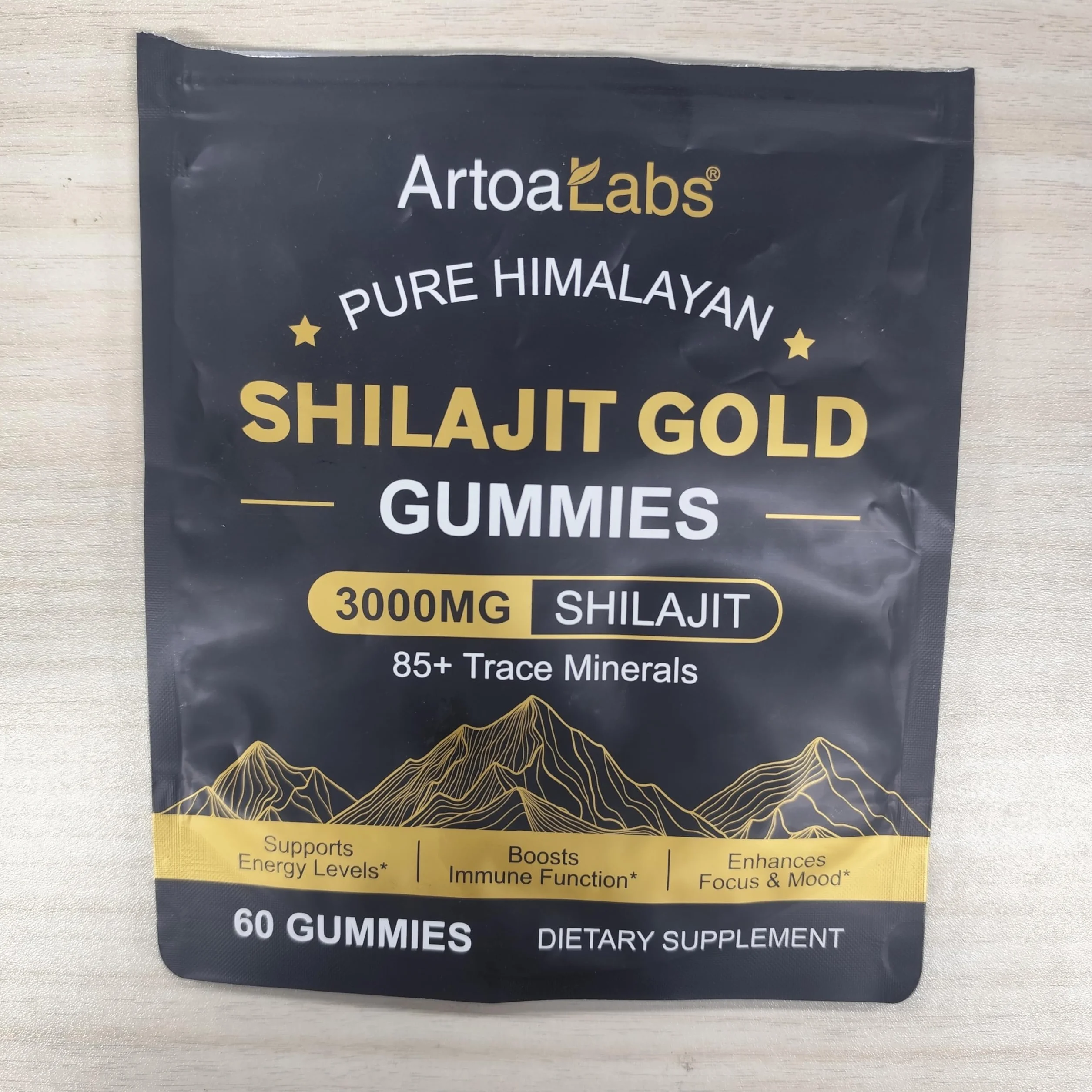 Shilajit - Orsetti gommosi 3000 mg, puro Himalaya Shilajit oro, oltre 85 oligoelementi, supporta il livello di energia, il sistema immunitario (1)