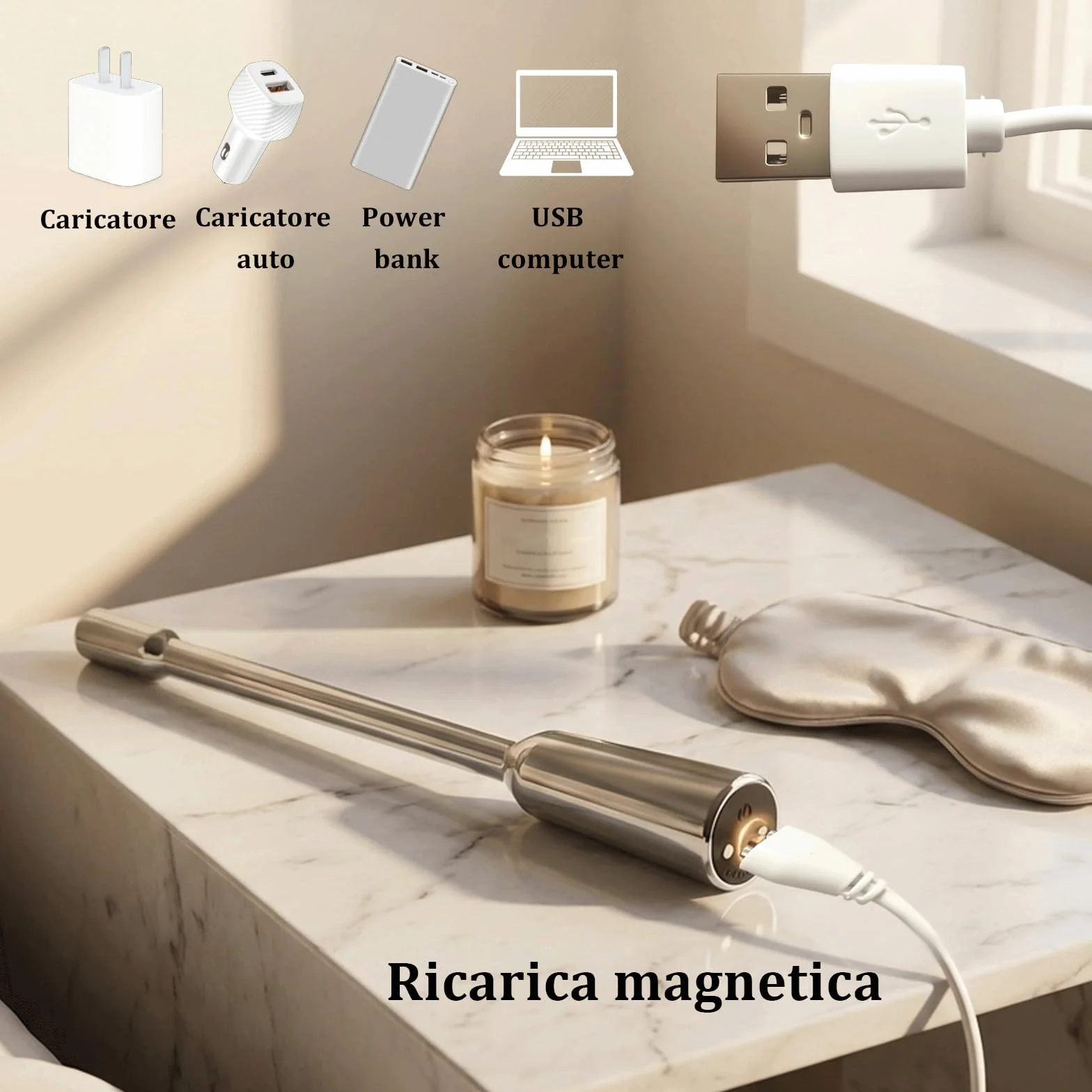 Giocattoli Sessuali Vibranti per Uomo con Sonda Uretrale 8mm, 10 Modalità di Vibrazione, Dilatatore Pene