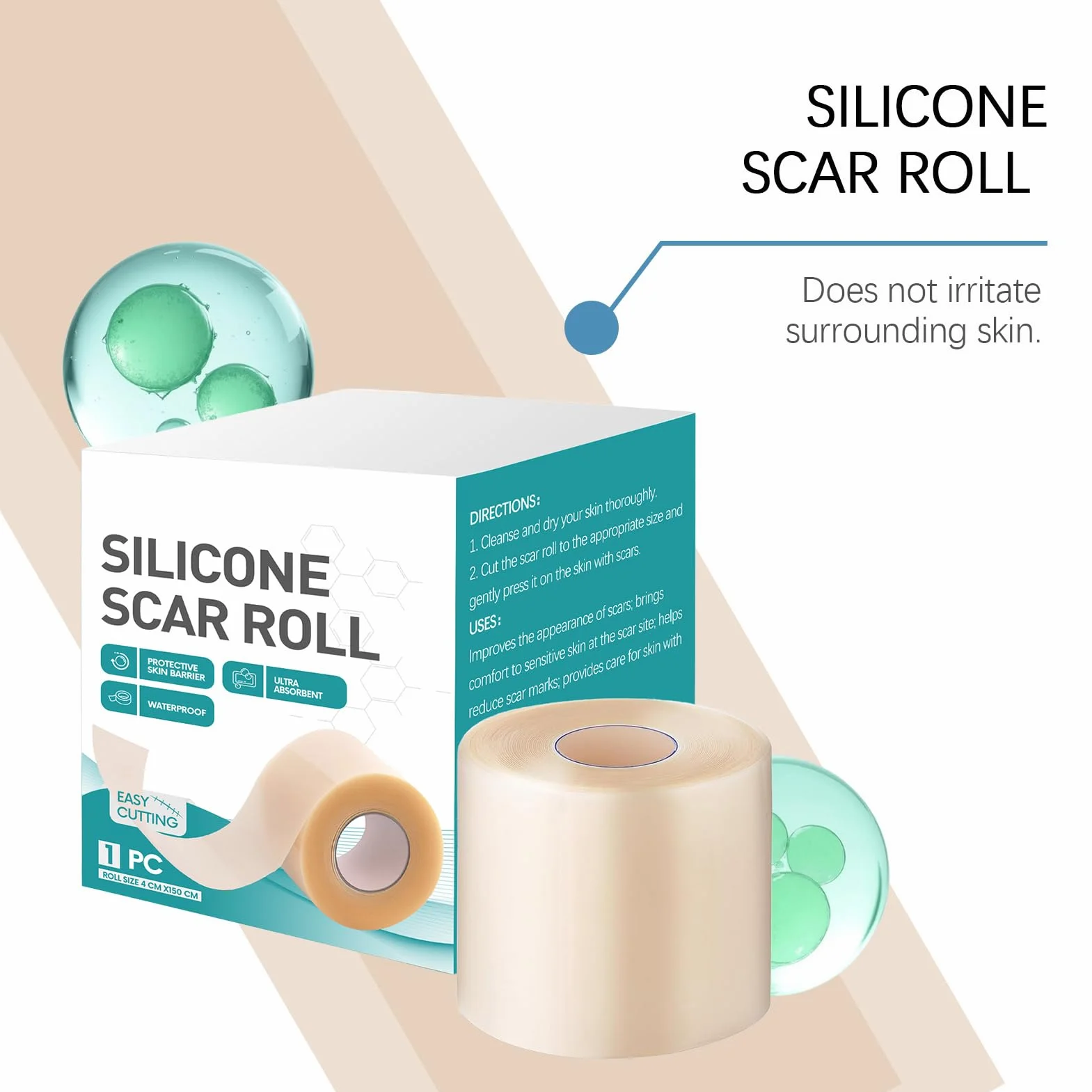 Fogli di cicatrici in silicone per viso, nastro guarigione ustioni, strisce riparazione veloce