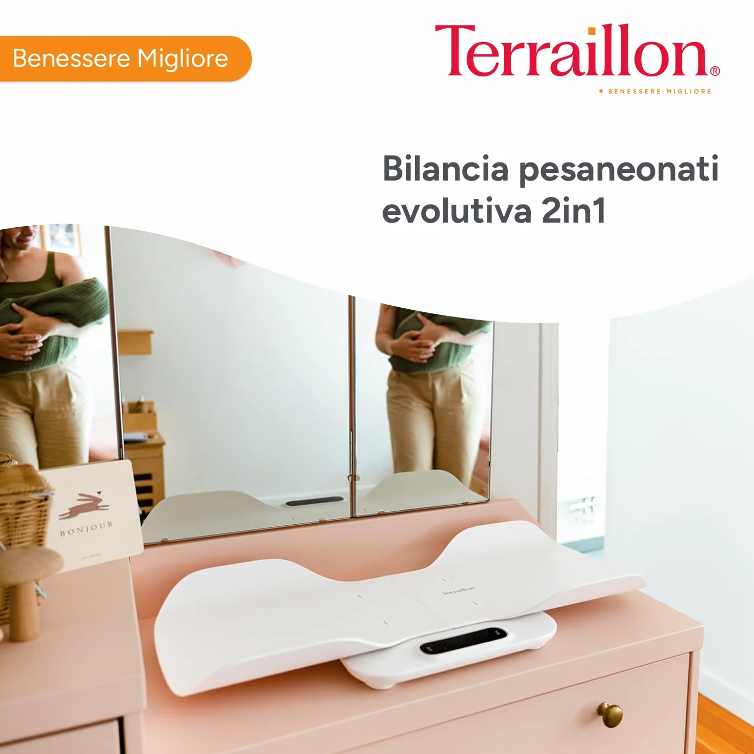 TERRAILLON BABY FIT Pesa Bambino 2 in 1 Elettronica Navicella Staccabile Confronto Peso Blocco Bambino Gradazione 5-10-15 g Capacità 180 kg Bianco