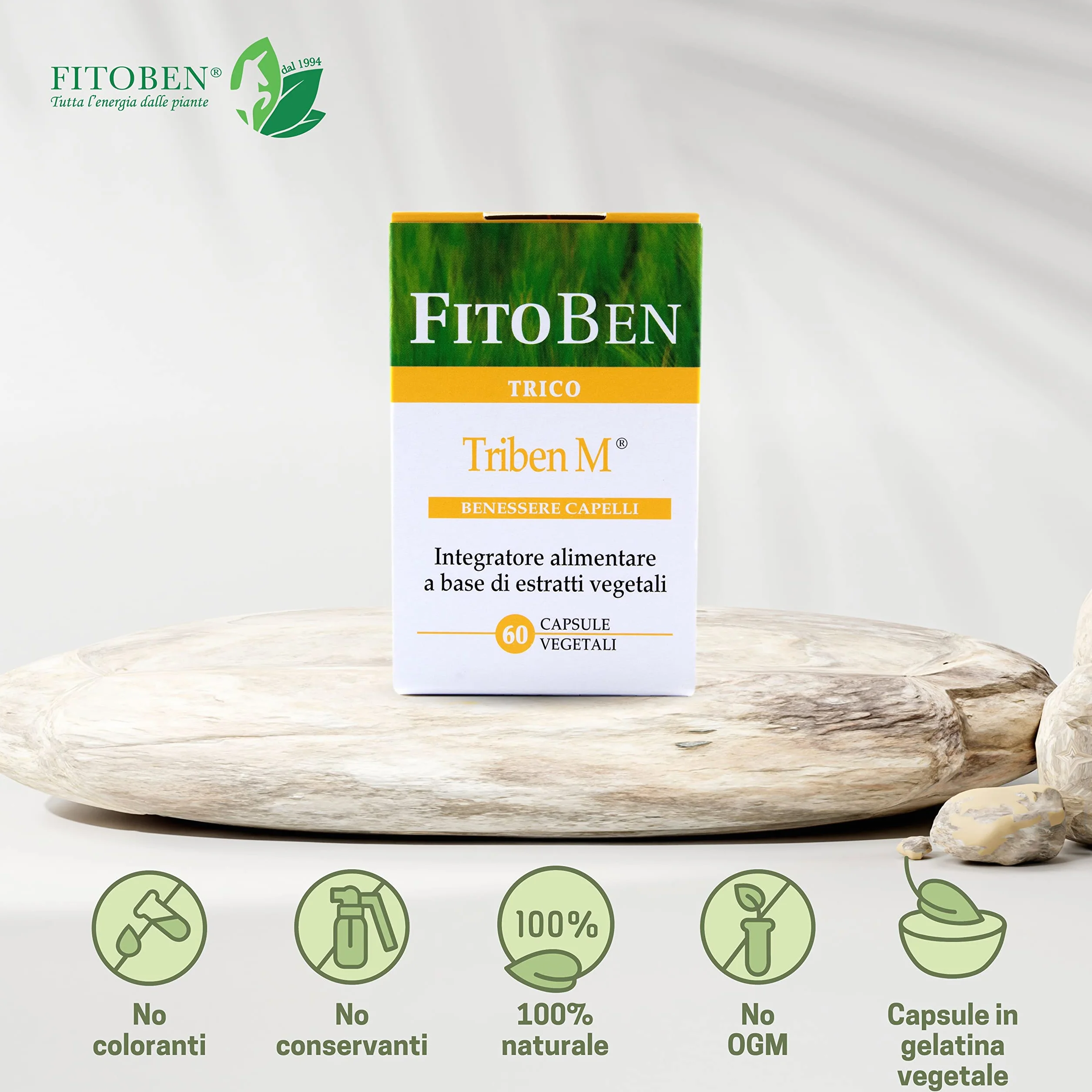 Triben M Integratore Naturale per Uomo Perdita Capelli Semi di Zucca Ortica Serenoa 60 Capsule