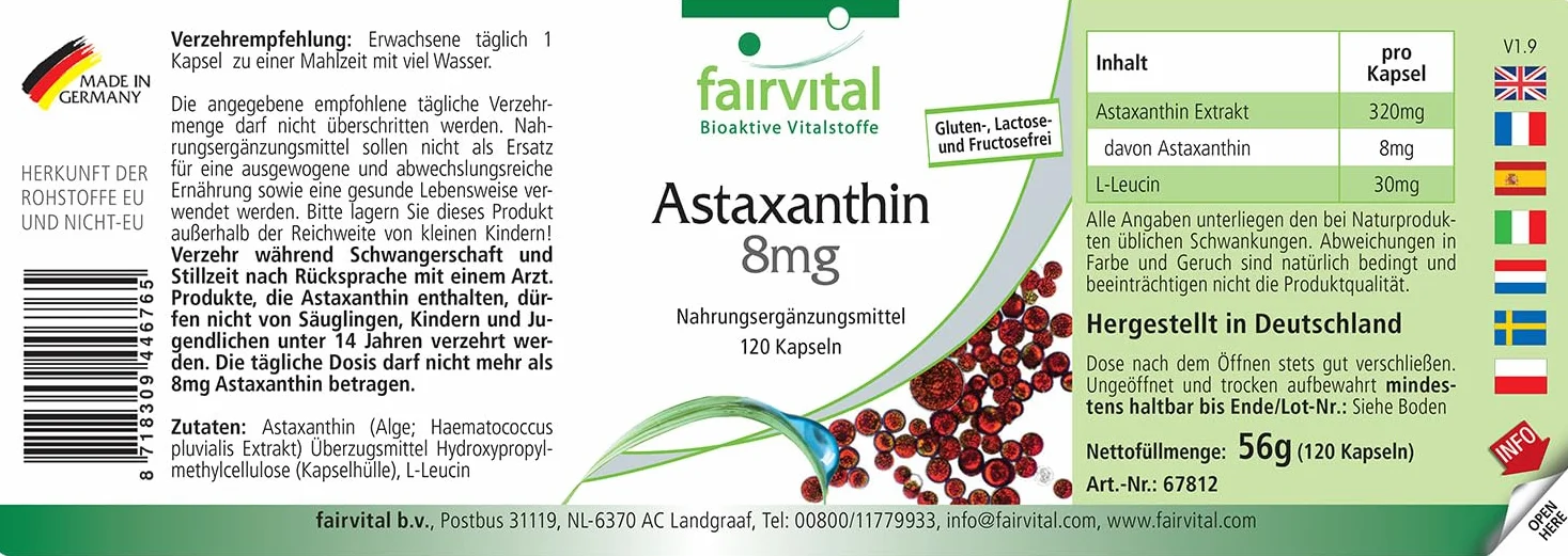 Astaxantina 45mg 120 capsule AstaPure® beadlets - alte dosi 2 mesi