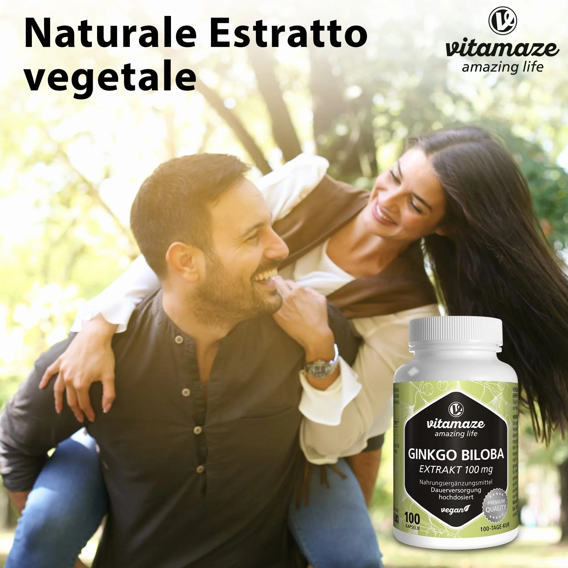 Ginkgo Biloba 50:1 Estratto 100 mg 5000 mg Polvere di Foglie di Ginkgo Puro Capsula Vegana 100 Capsule Integratore Alimentare