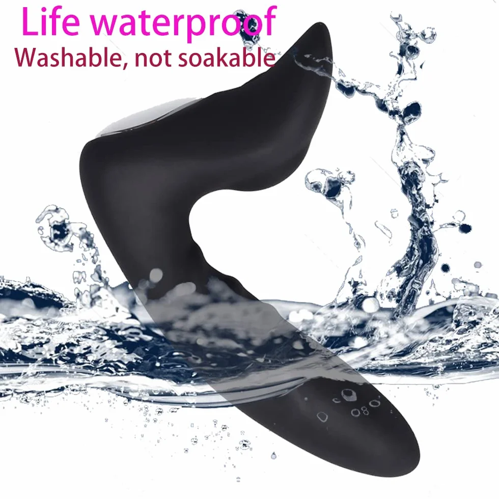 Massaggiatore Prostatico,Silicone Vibratore con 12 Modalità di Vibrazione, Morbido Vibratori per Donna e Uomo Stimolazione Clitoridea e Punto G Massaggiatore Nero