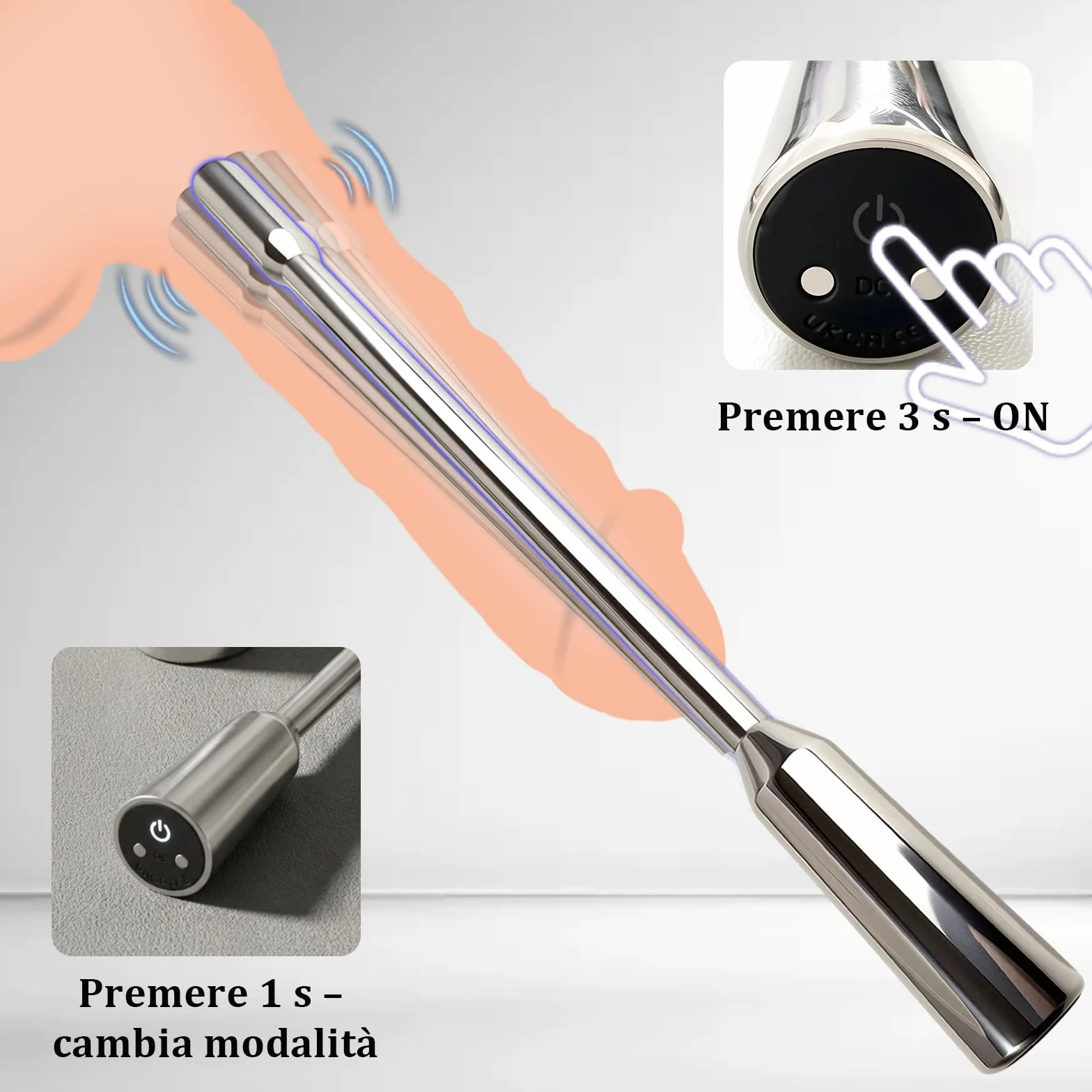 Giocattoli Sessuali Vibranti per Uomo con Sonda Uretrale 8mm, 10 Modalità di Vibrazione, Dilatatore Pene