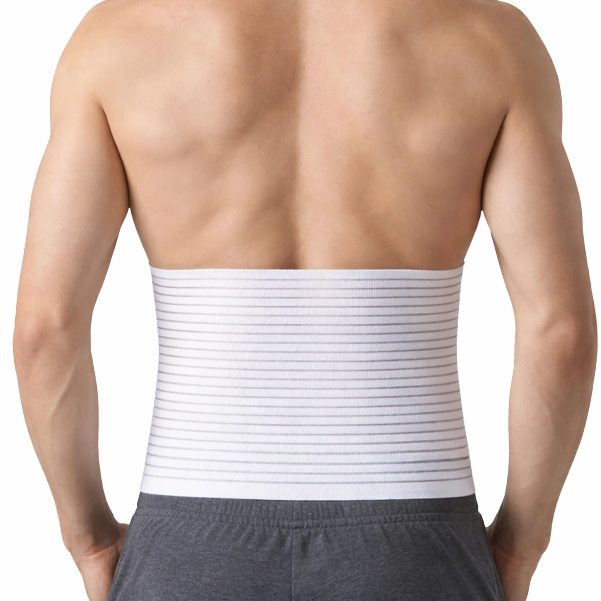 Beman 5064 - Pancera Millerighe Uomo Donna Fascia Addominale Contenitiva Post Operatoria Post Parto Elasticizzata A Strappo Altezza 20cm (XL, Bianco)