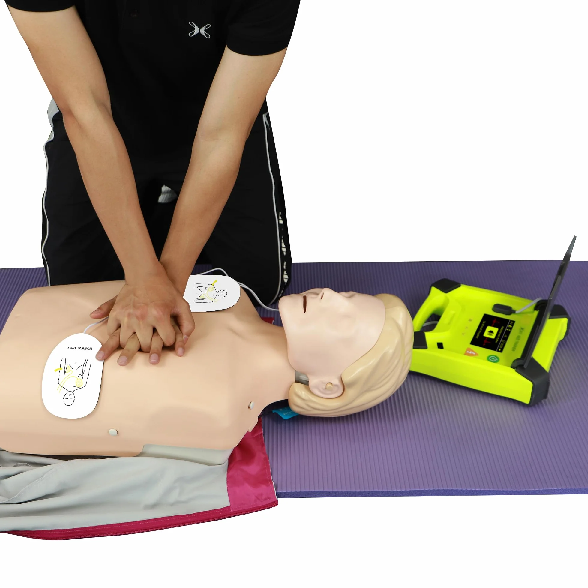 DEA Defibrillatore Simulatore XFT 120G con schermo CPR, 10 scenari, istruzioni vocali, telecomando
