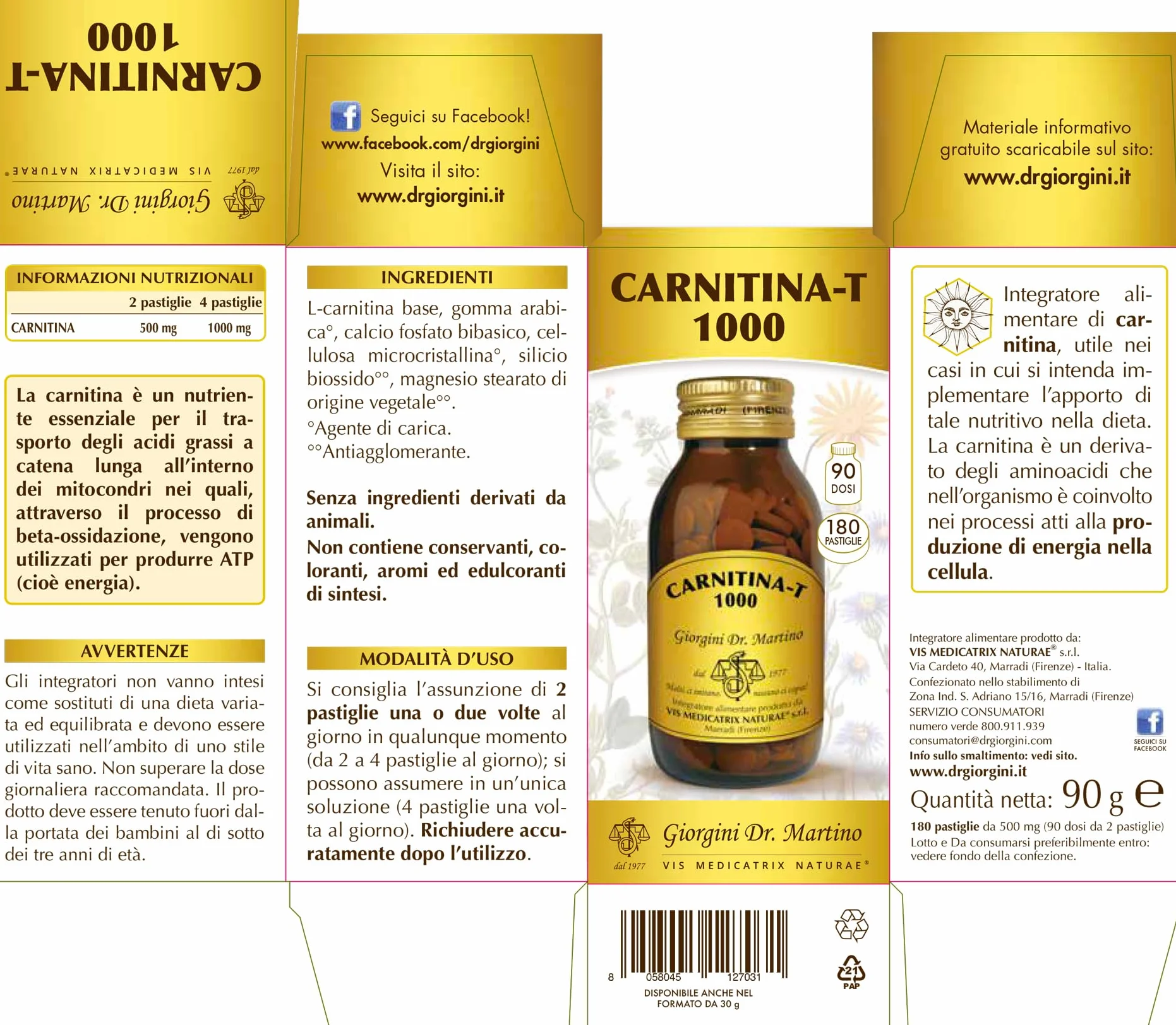 CARNITINA-T 1000 Pastiglie - 90 g
